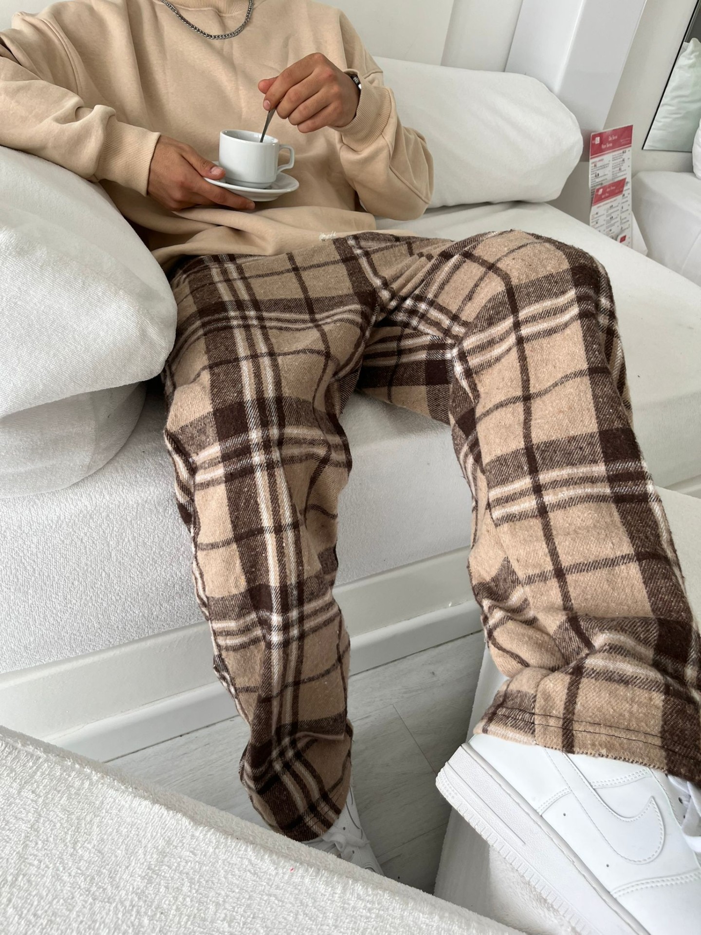 Kahverengi Çizgili Oversize Relax Eşofman