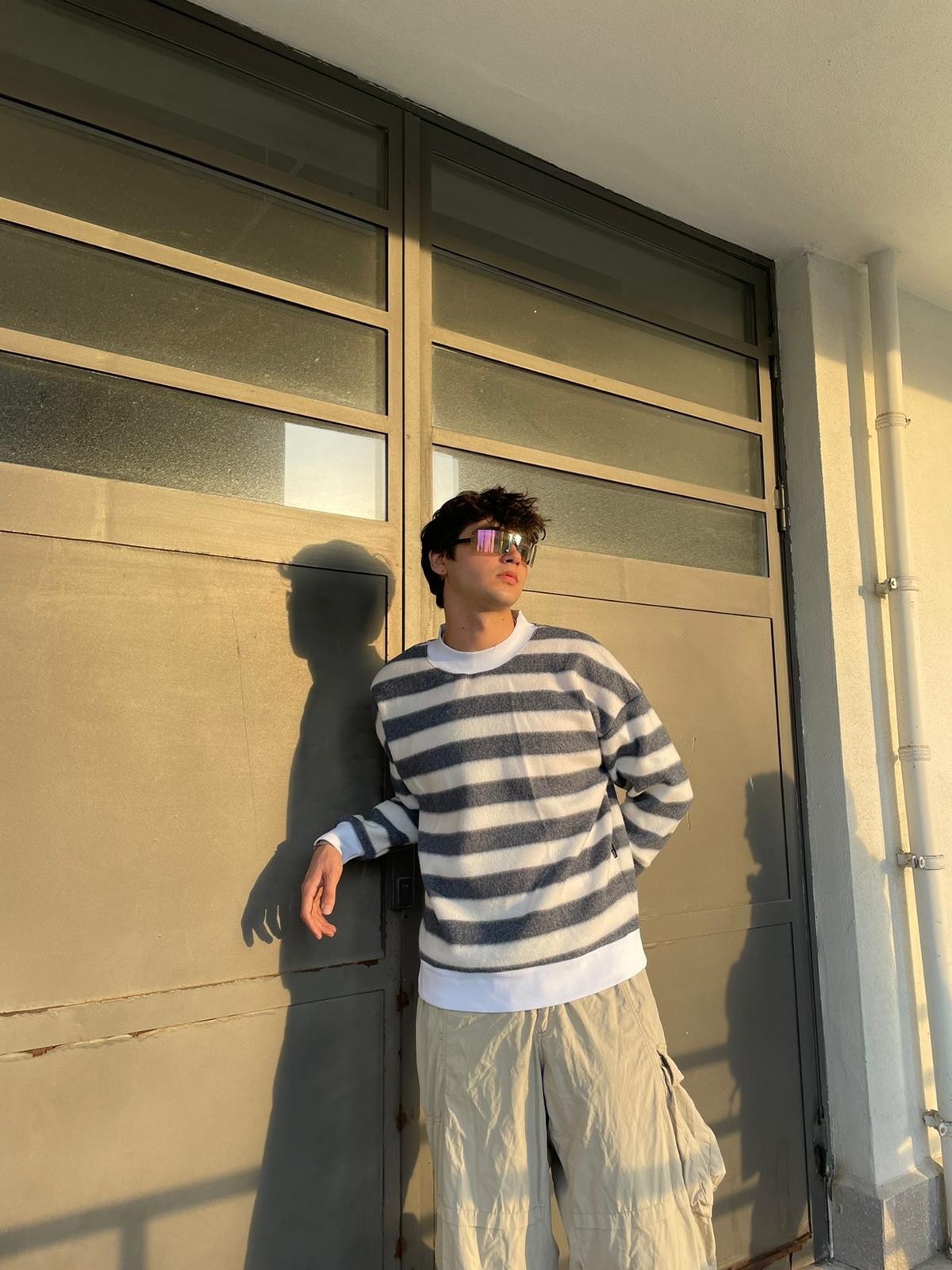 Kalın Antrasit Çizgili Sweatshirt