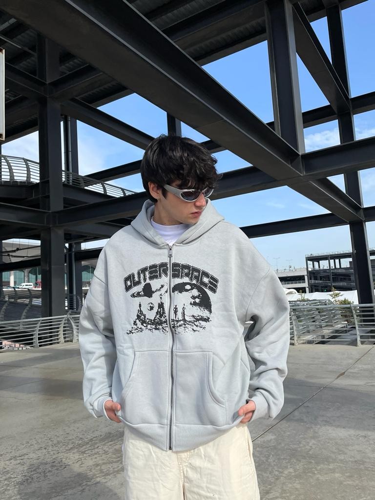 QuaterSpace Baskılı Füme Zip