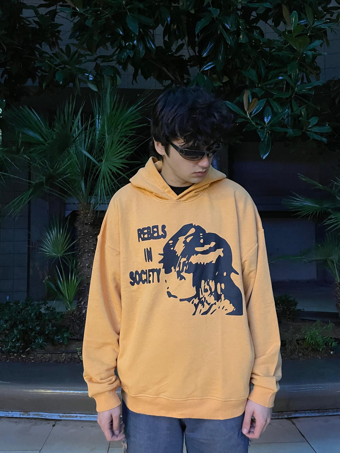Rebels İn Society Gold Washed Hoodie