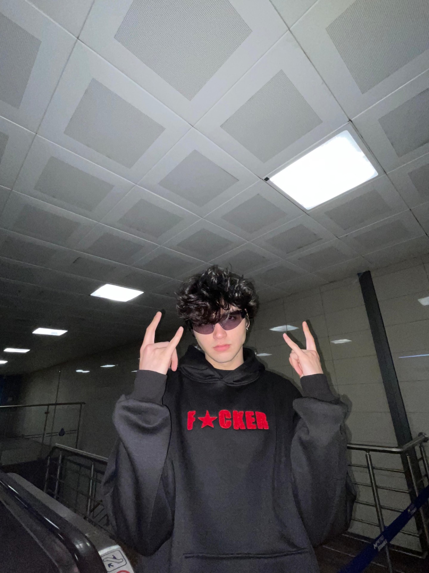 Fucker Nakışlı Premium Black Hoodie