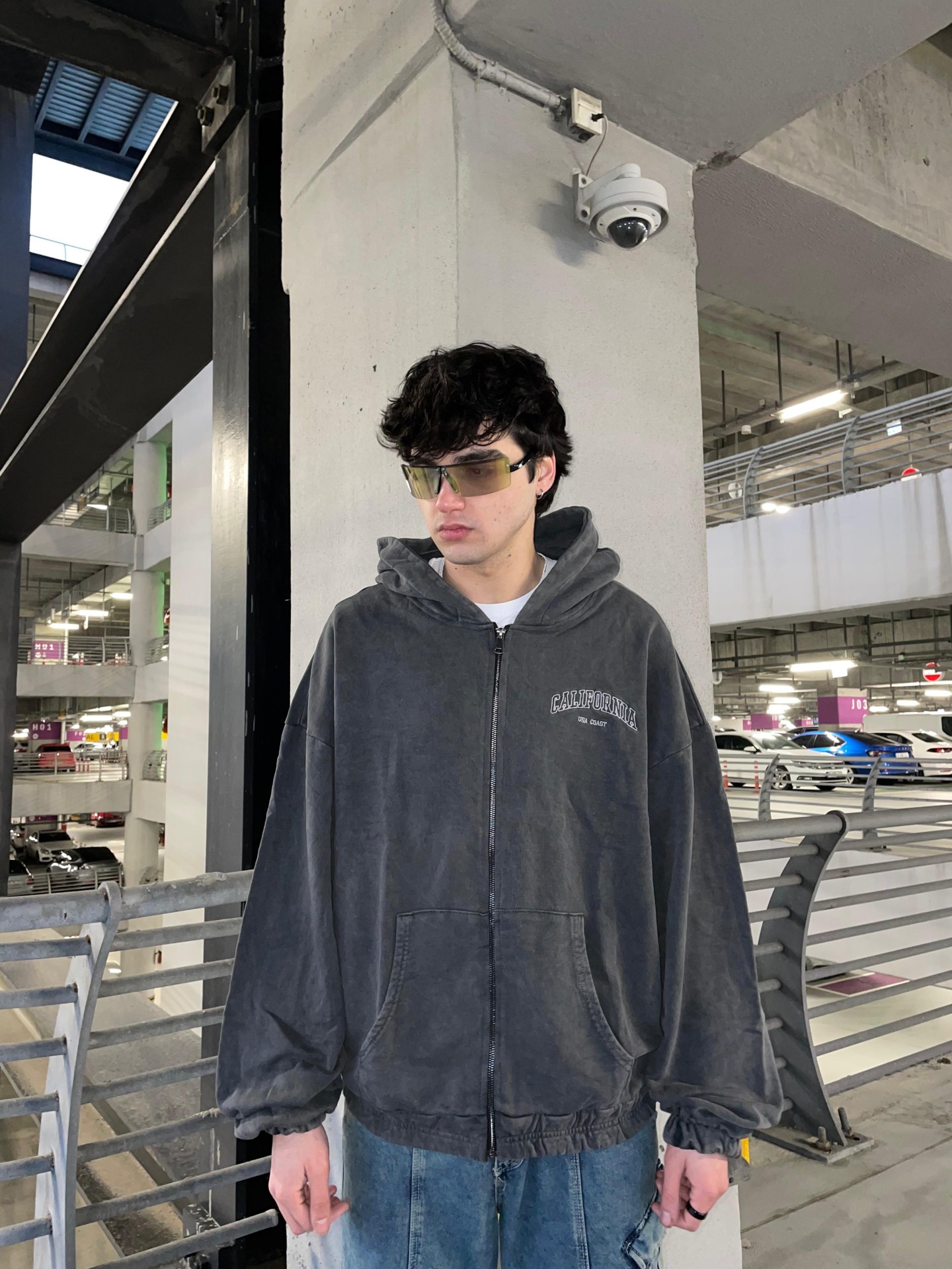 California Coast Acid Wash Zip Hoodie