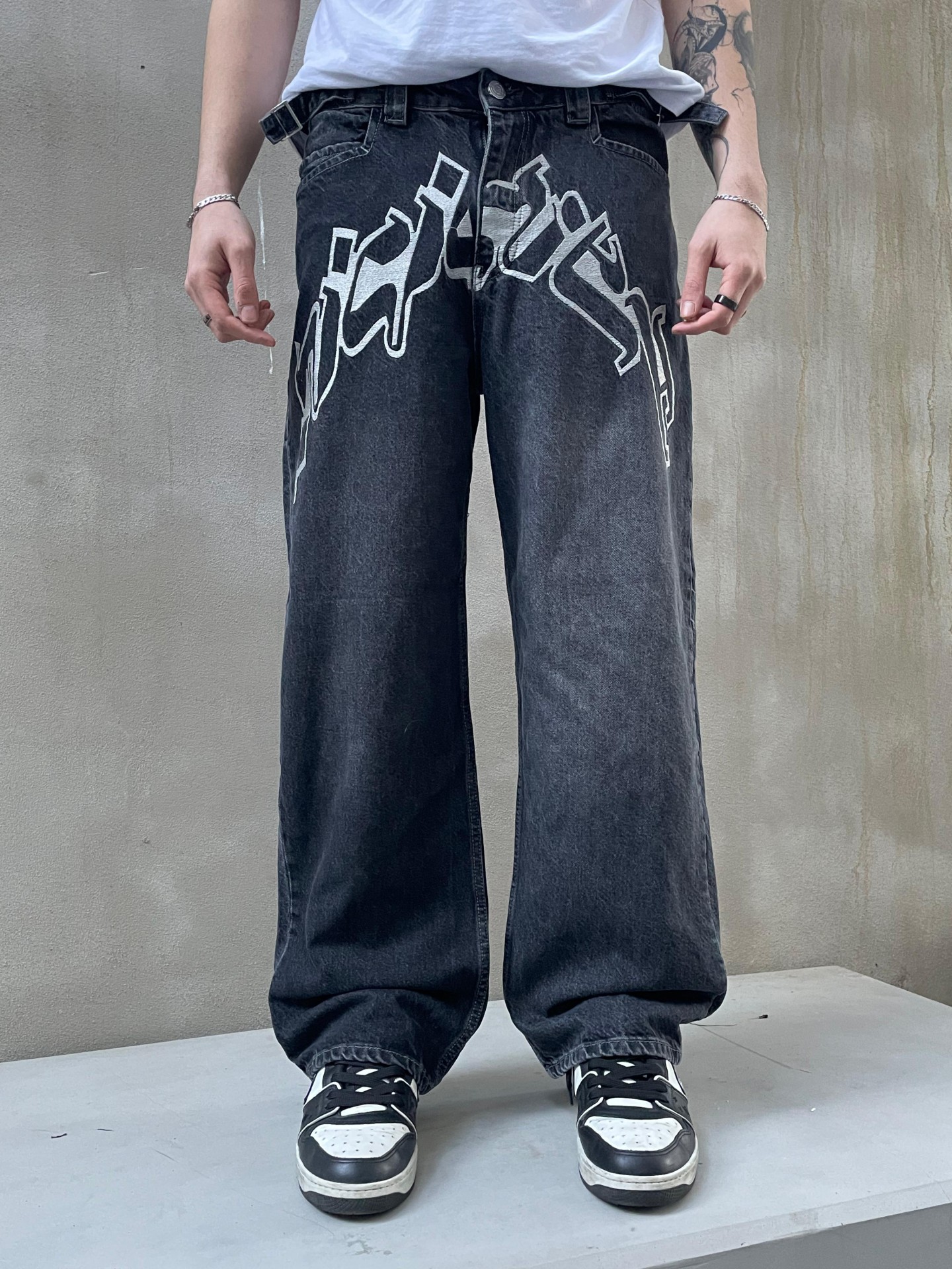 Vicnity Future Yıkamalı Nakışlı Premium Baggy Pantolon	