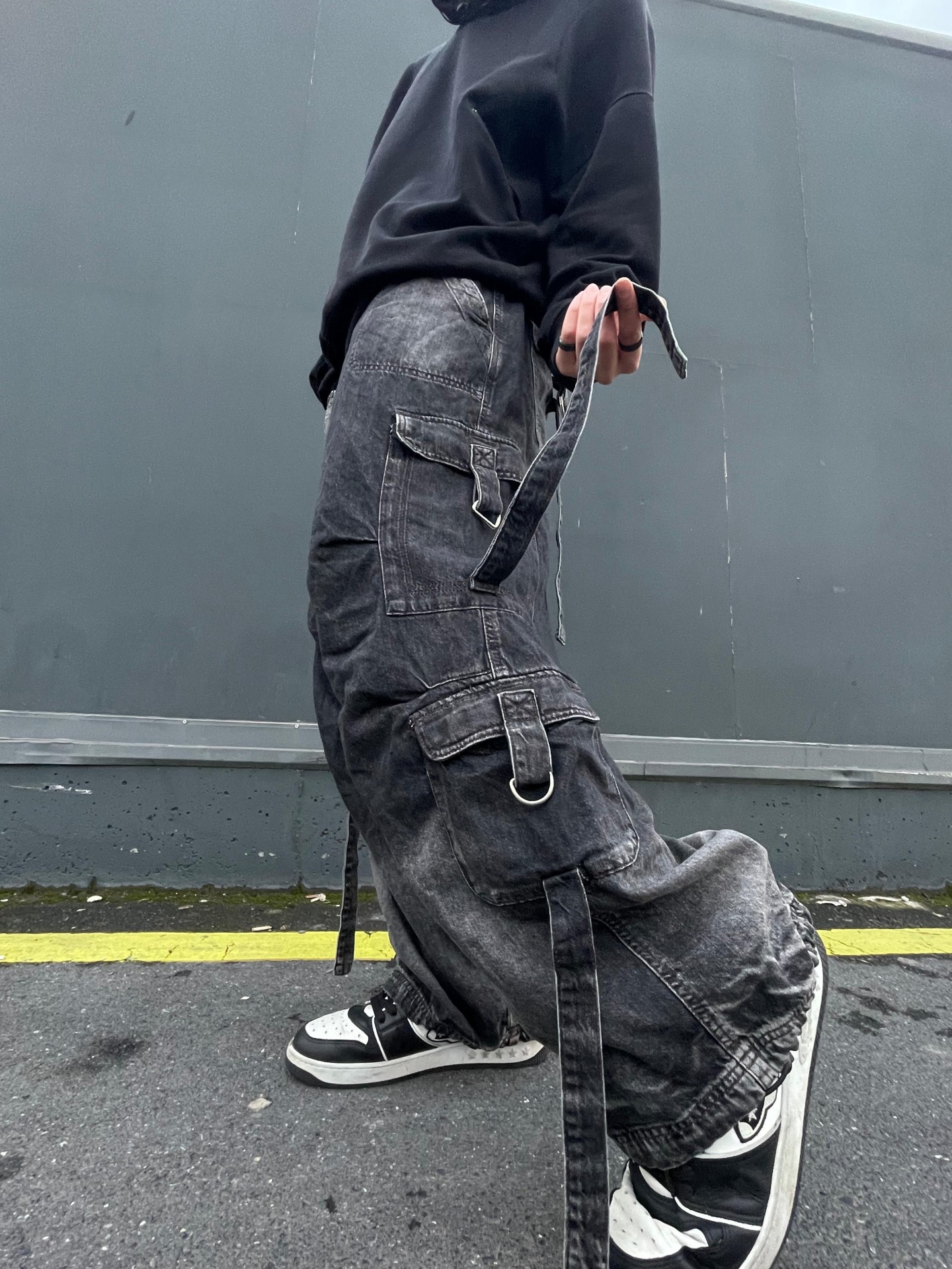 Street Style Washed Baggy Cargo Pantolon