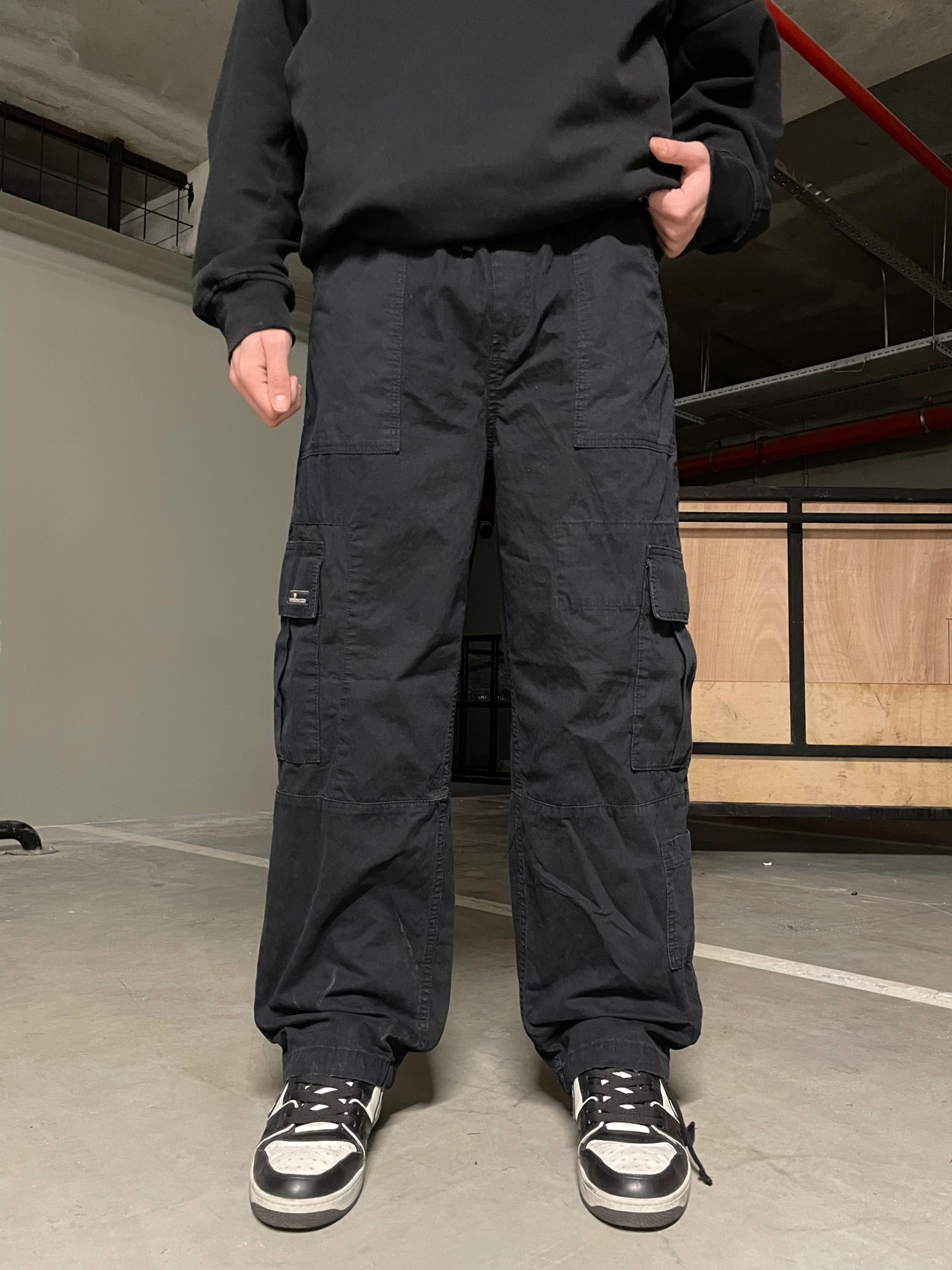 Kargo Cepli Siyah Techtical Pantolon