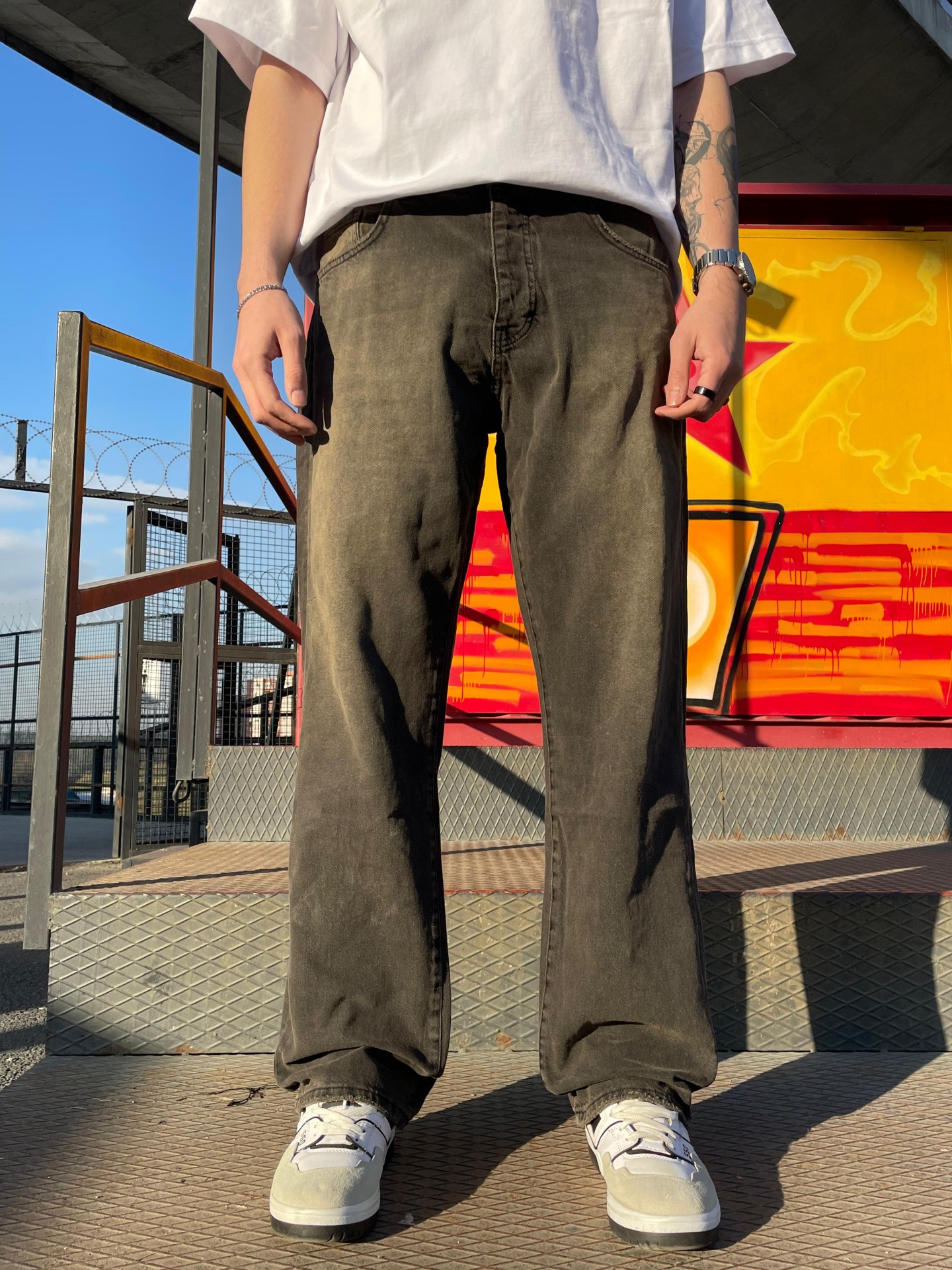 Eskitme Black Baggy Pantalon 