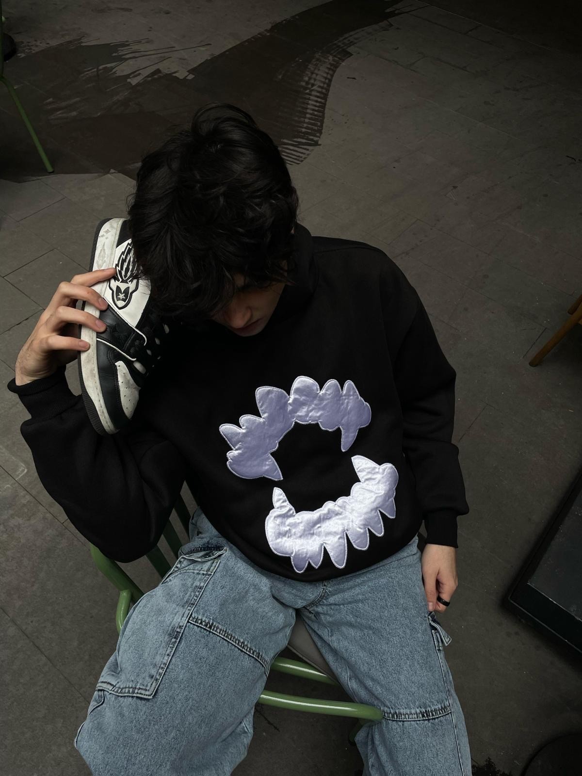 Scupultre Nakışlı Premium Black Hoodie