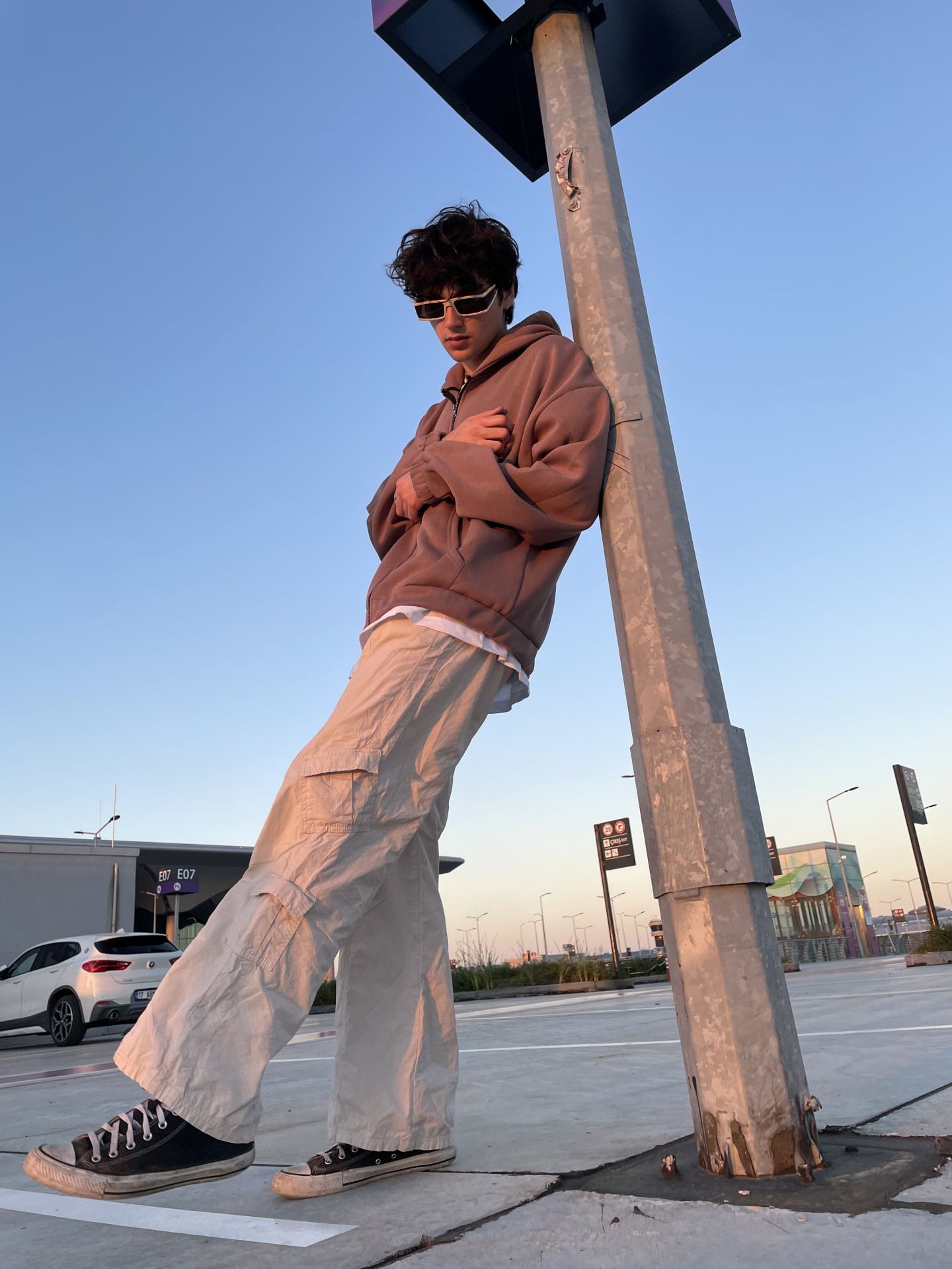 Bej Mini Cepli Baggy Pantalon 