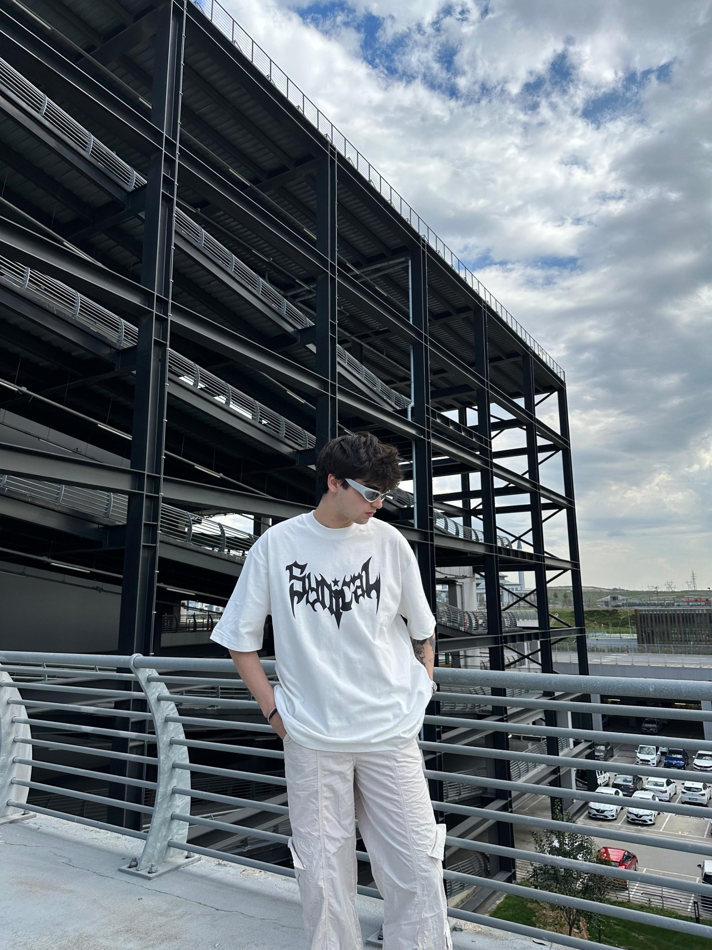 Syncial Flame Beyaz Oversize Tshirt 