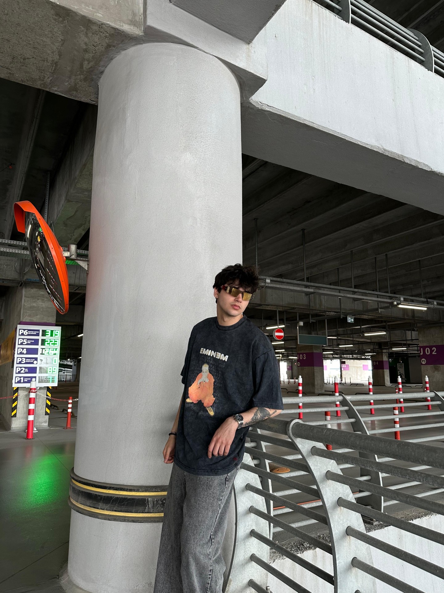 Eminem Print Acid Wash Oversize Tshirt 