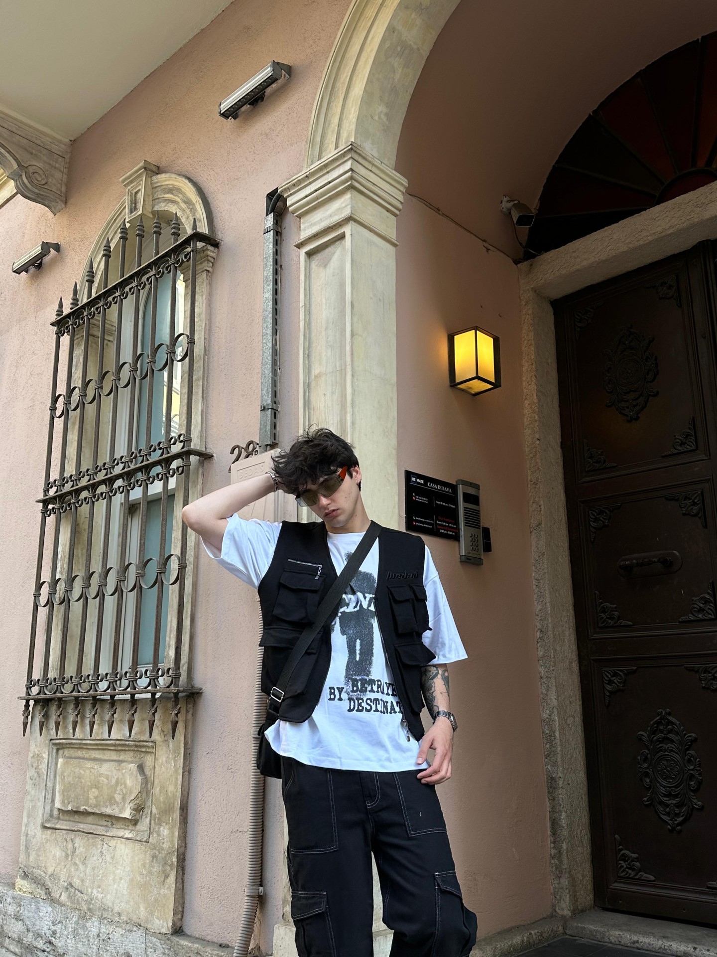 Pedad Nakışlı Siyah Multi Cepli Yelek 