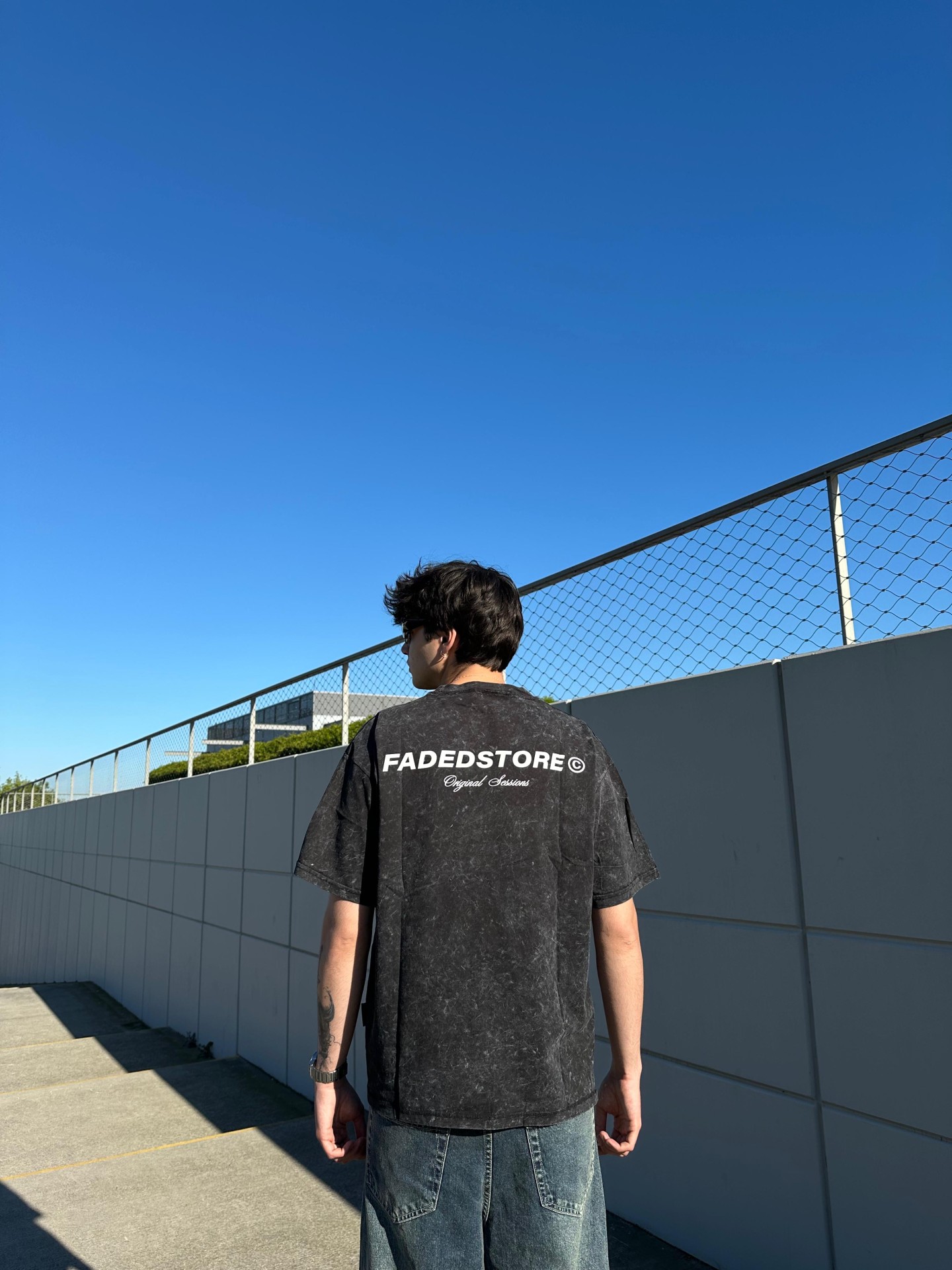 Faded Print Acid Wash Oversiz Tshirt