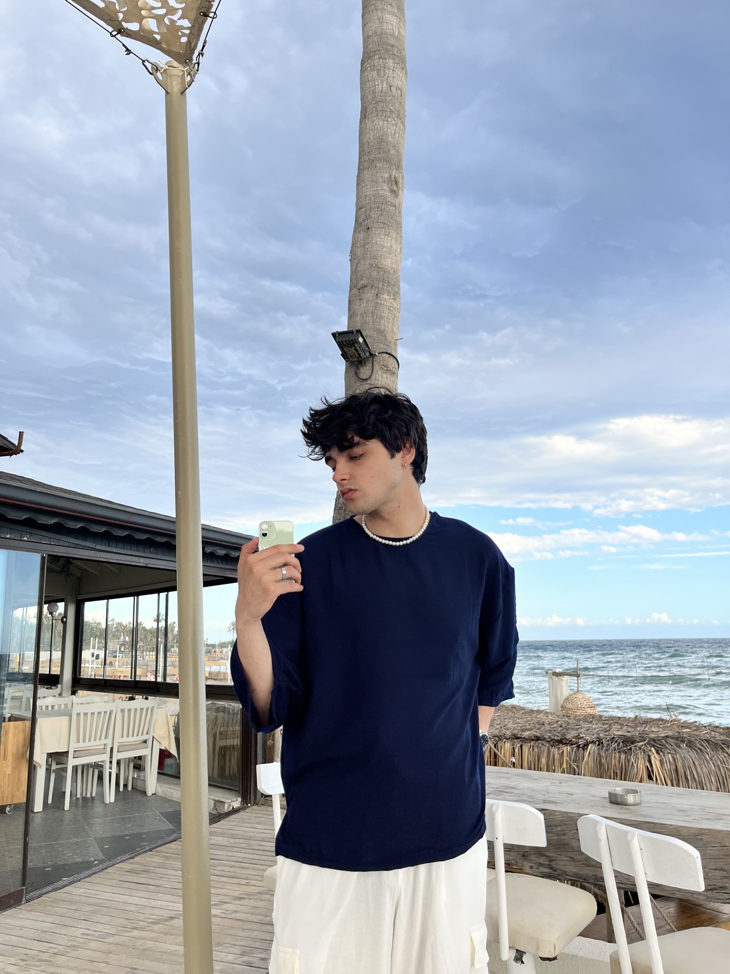 Old Money Lacivert Fakir Kol T-shirt 