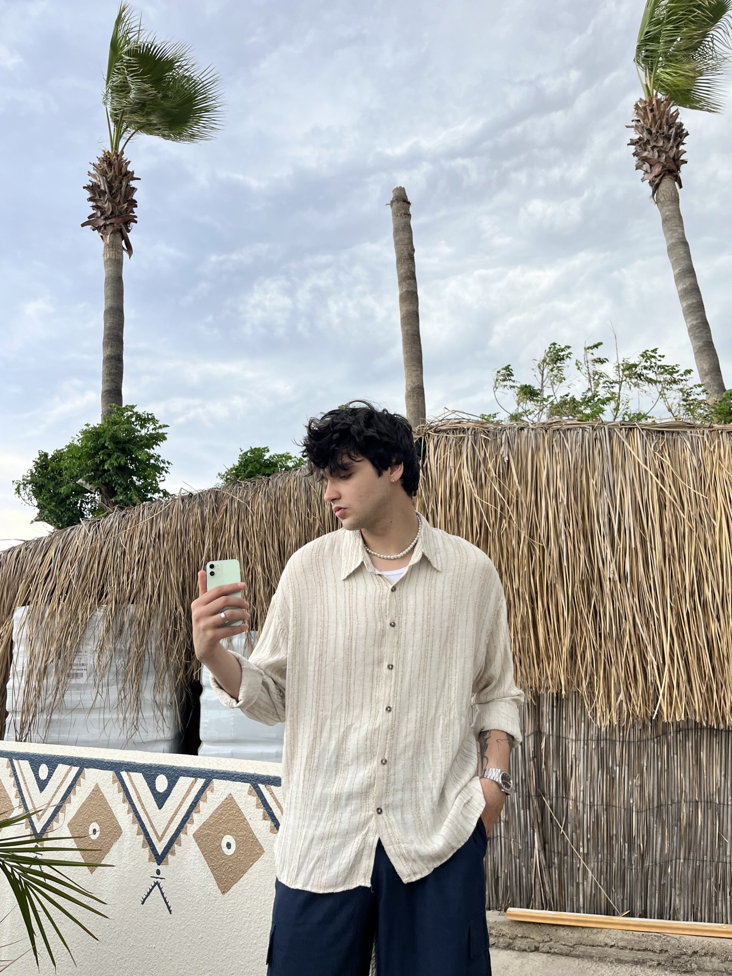 Old Money Milano Bej Çizgili Gömlek 