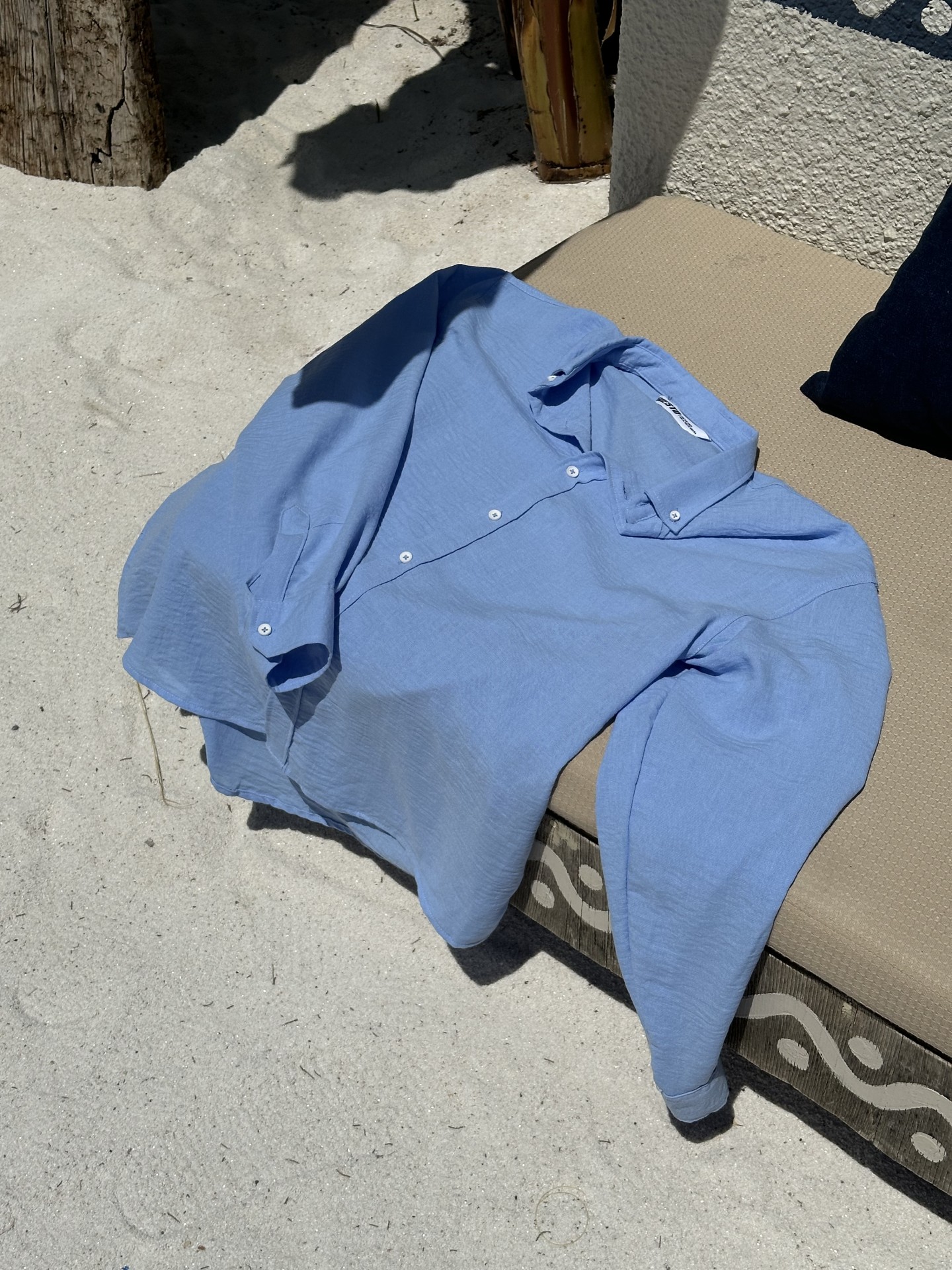  Old Money Uzun Kollu Bebek Mavisi Keten Gömlek