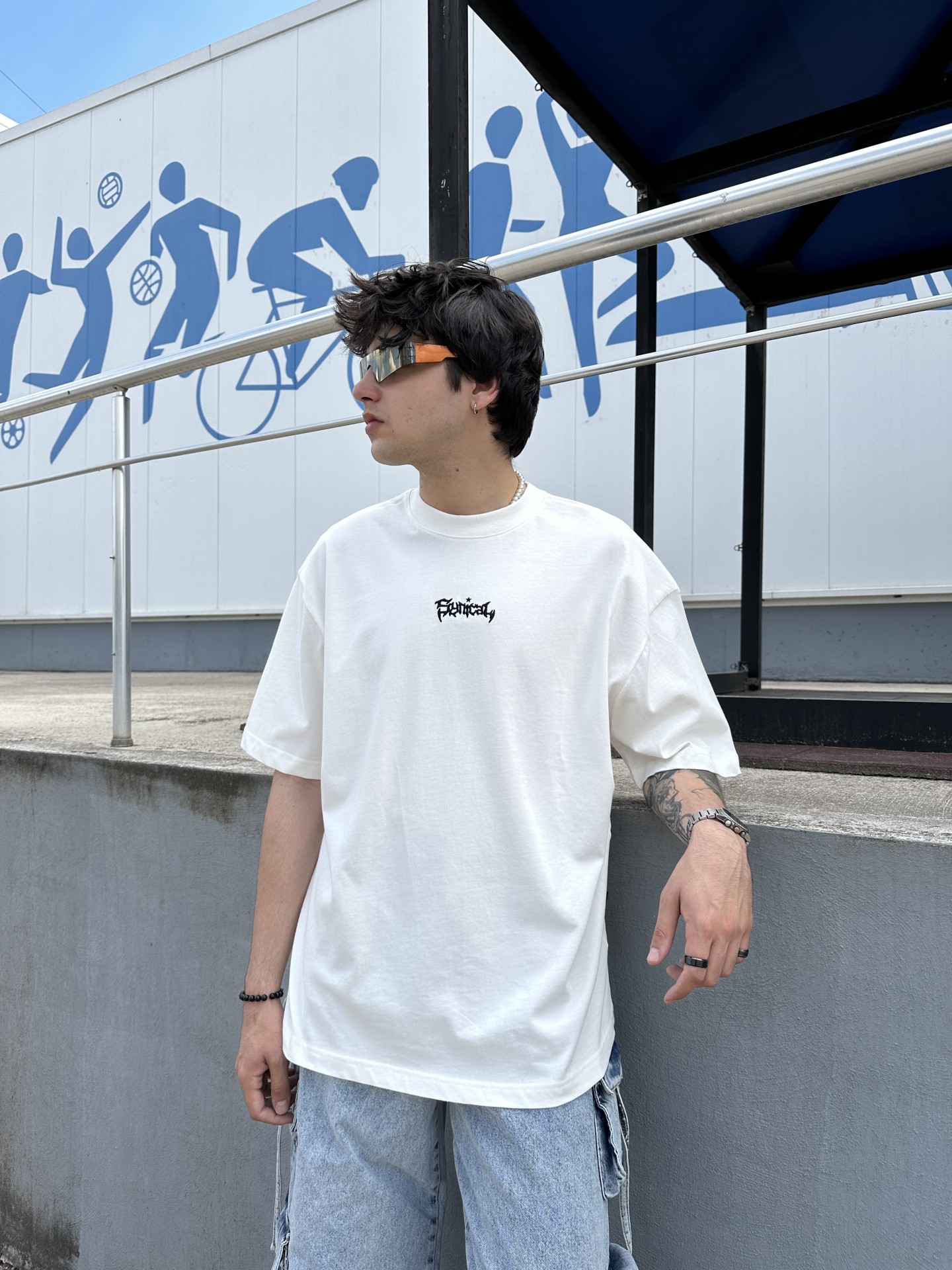 Syncial Mini Print White Oversize Tshirt