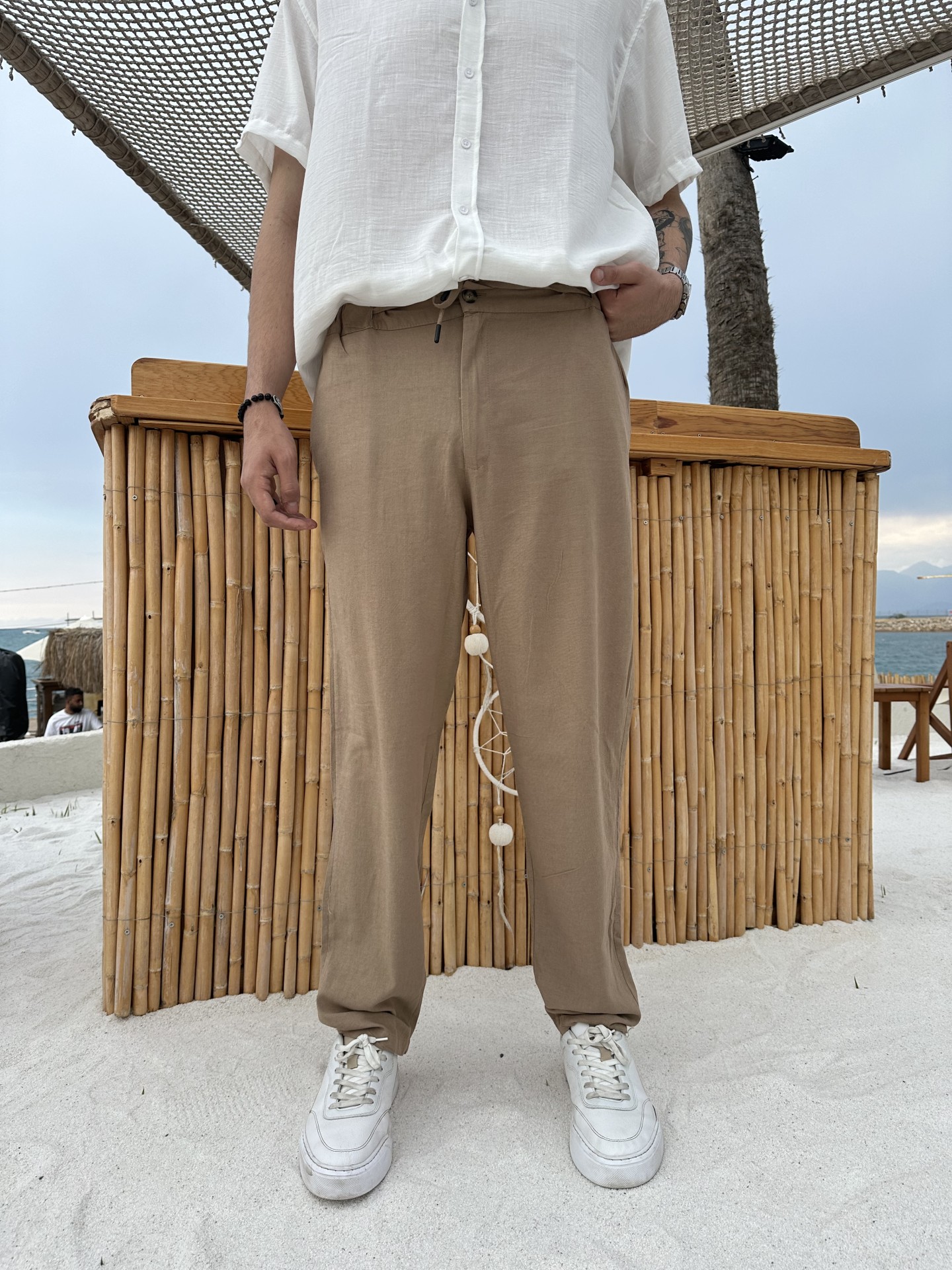 Linen Collection Taba Keten Pantalon 