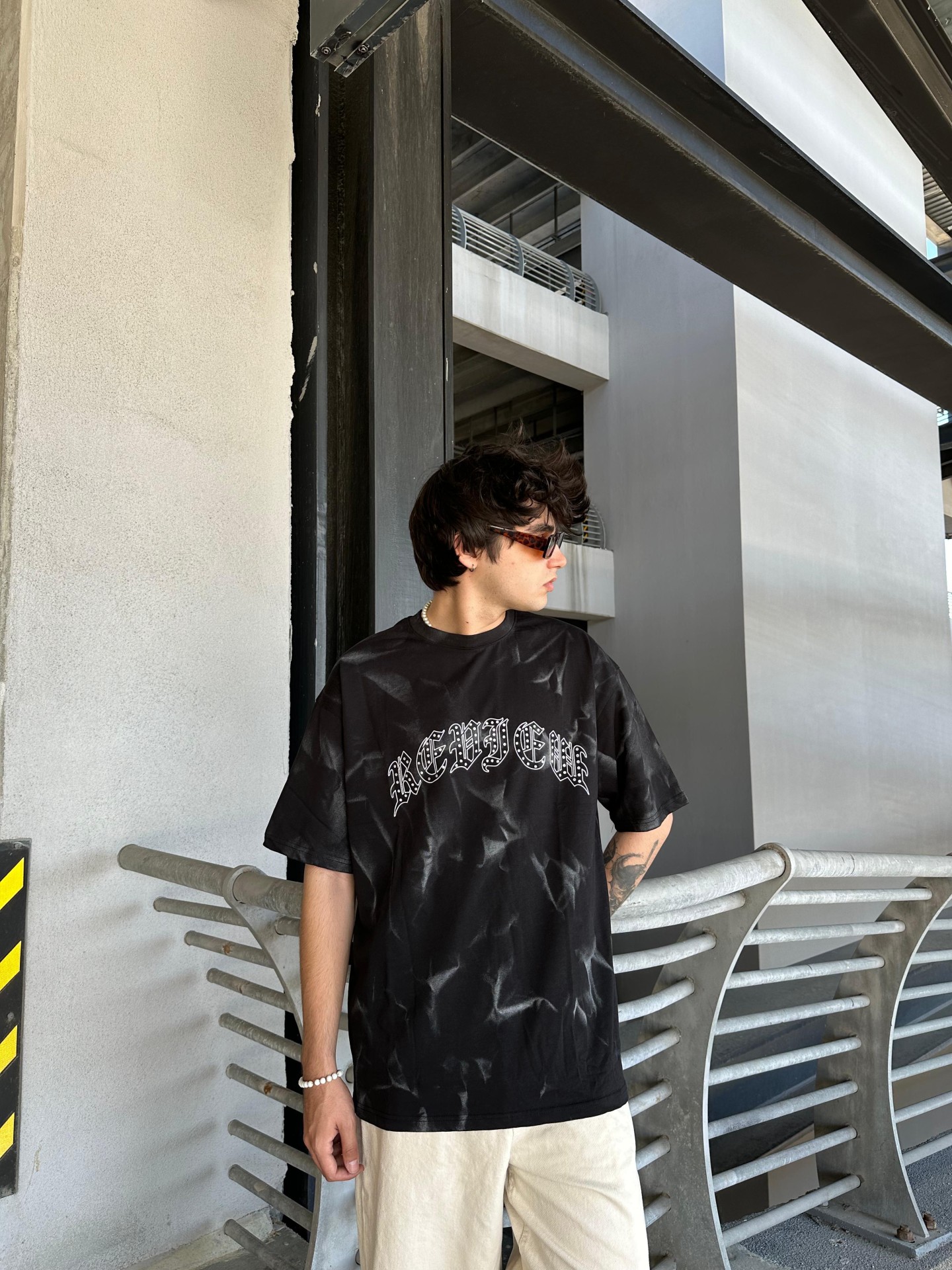 Arabic Font Acid Wash T-shirt 