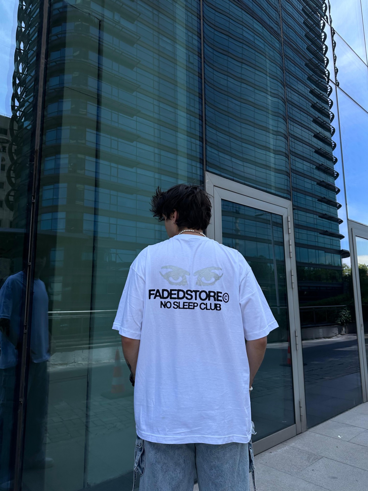 No Sleep Club Print Beyaz Oversize T-shirt 