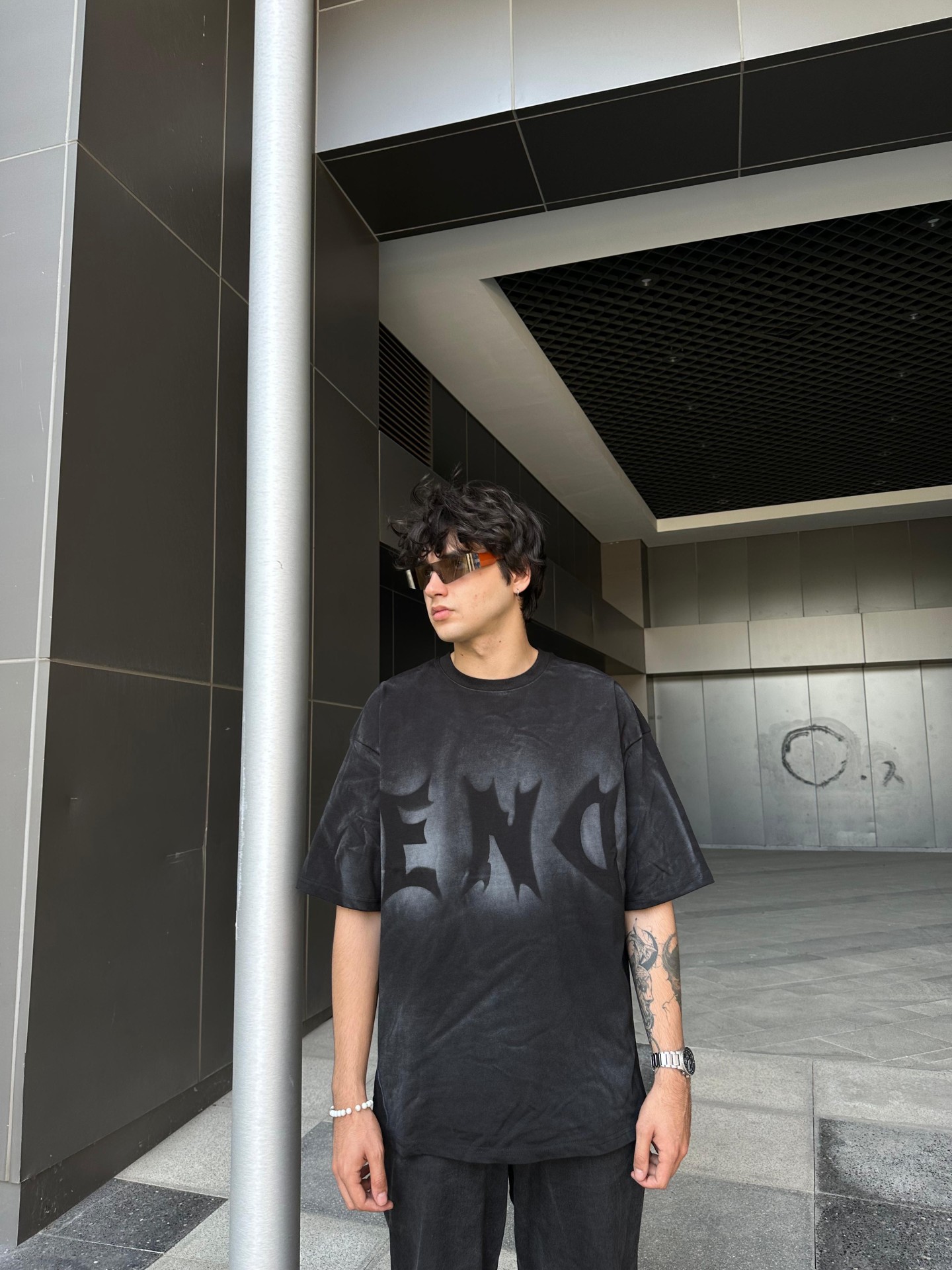 End Print Black Washed T-Shirt 