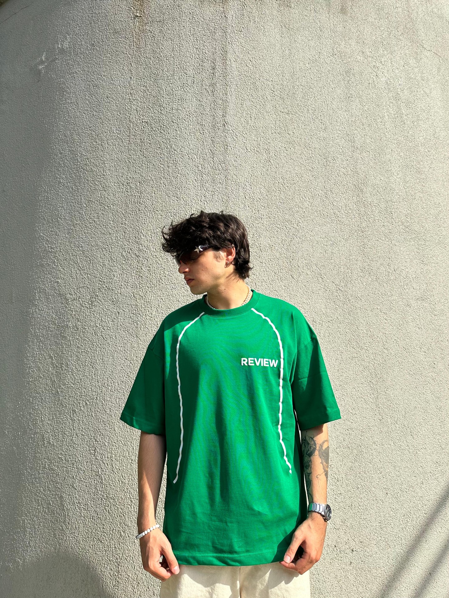 Review Strip Detail Green T-Shirt