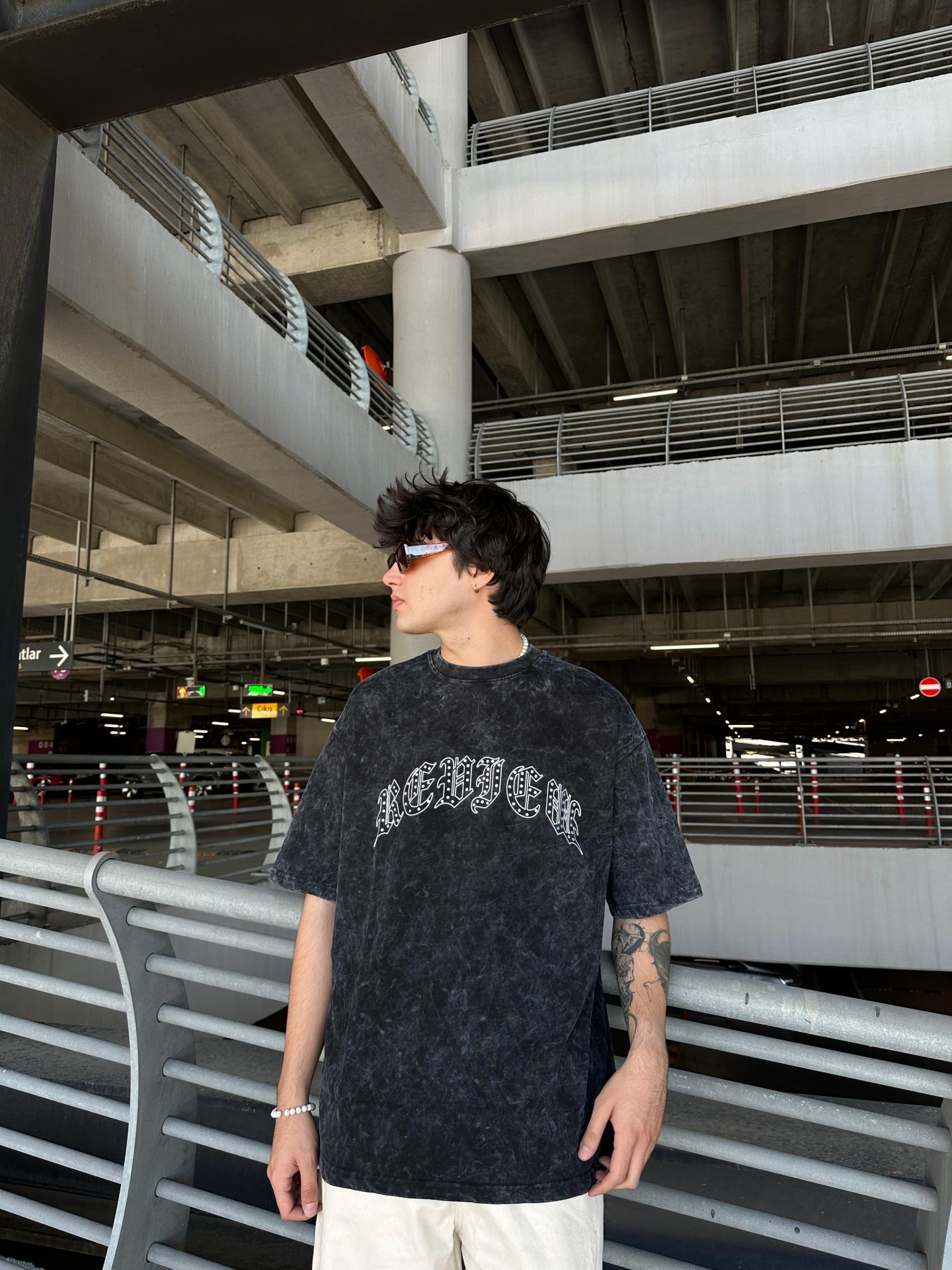 Arabic Font Double Washed T-shirt	