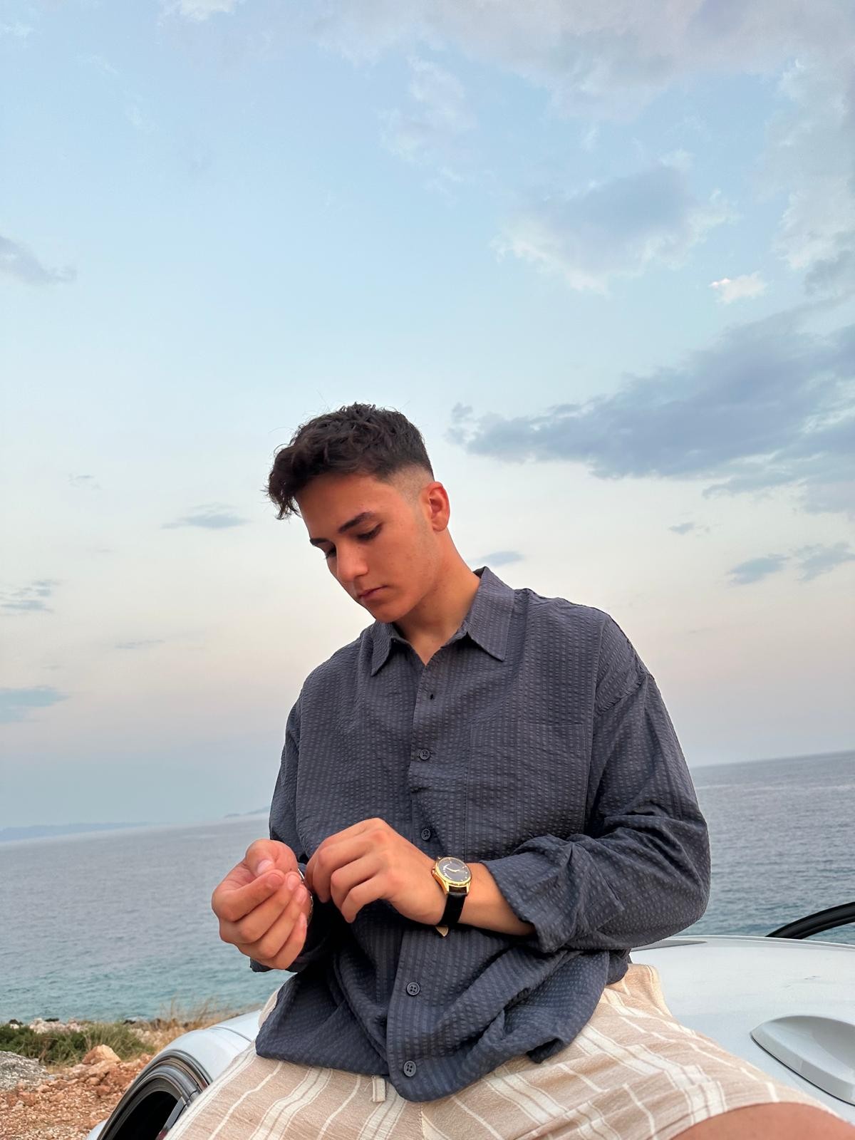 Gofre Kumaş Antrasit Uzun Kol Gömlek