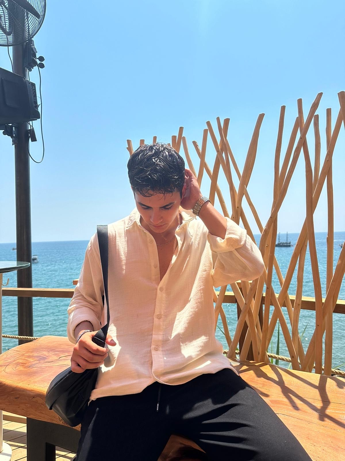 Müslim Kumaş Bej Oversize Gömlek