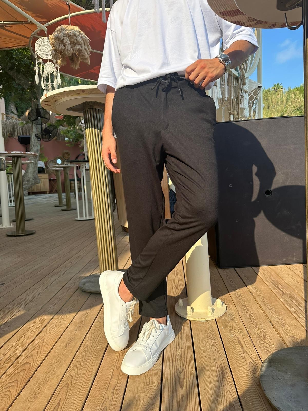 Casual Fit Black Gabardin Pantolon