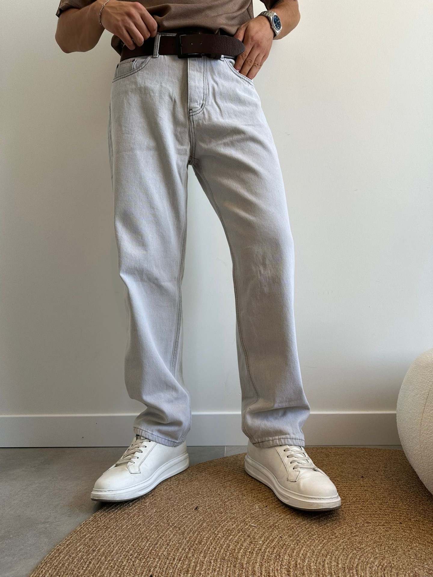 Ecru Basic Baggy Jean