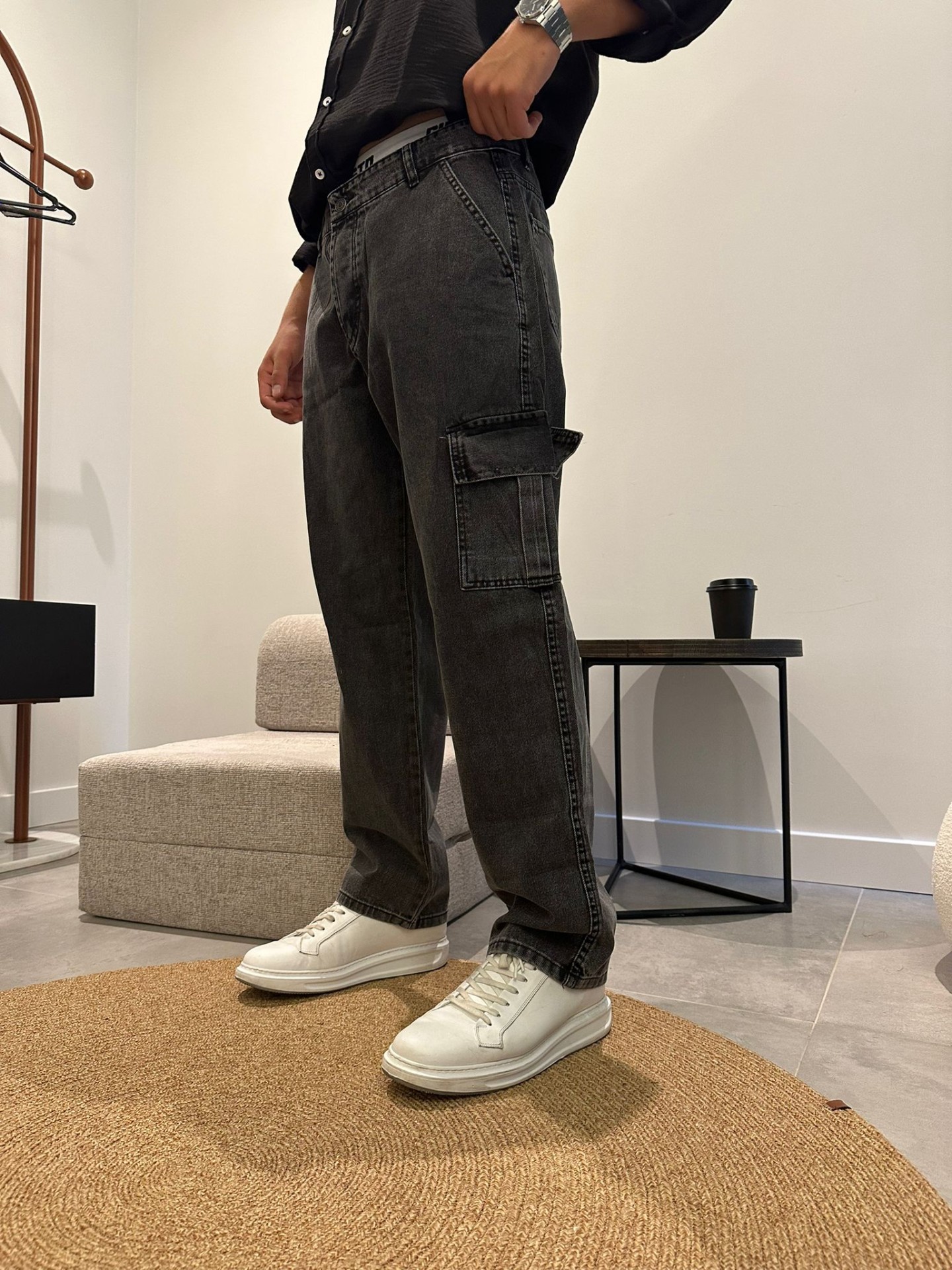 Acid Wash Cargo Baggy Pantolon