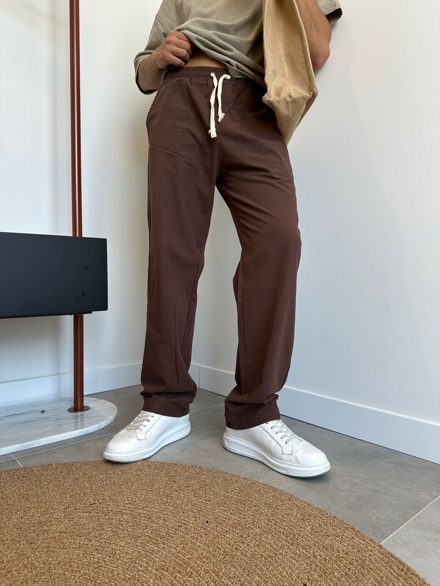 Kahverengi Pileli Gabardin Pantolon