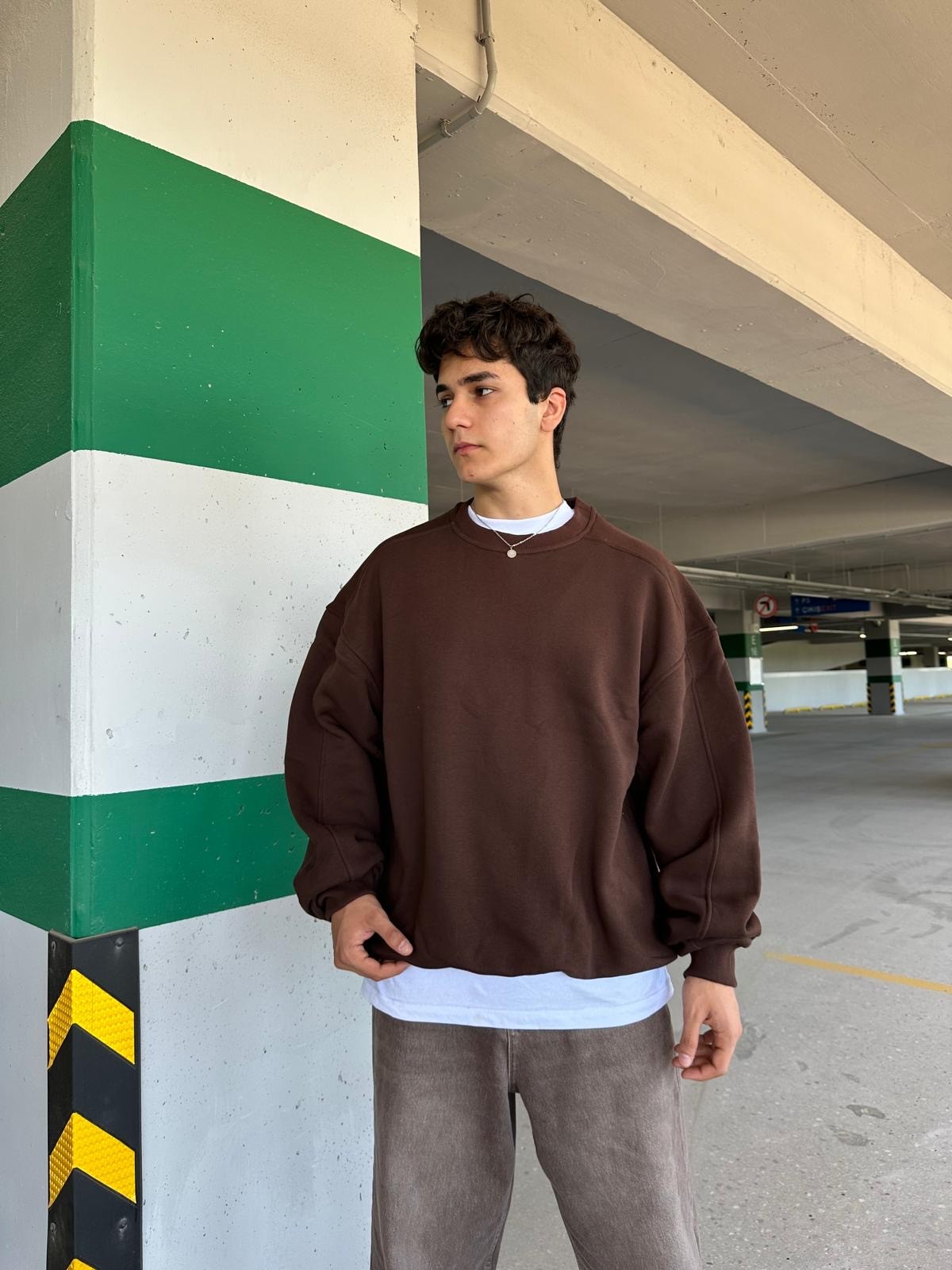 Brown Basic Oversize Sweatshirt