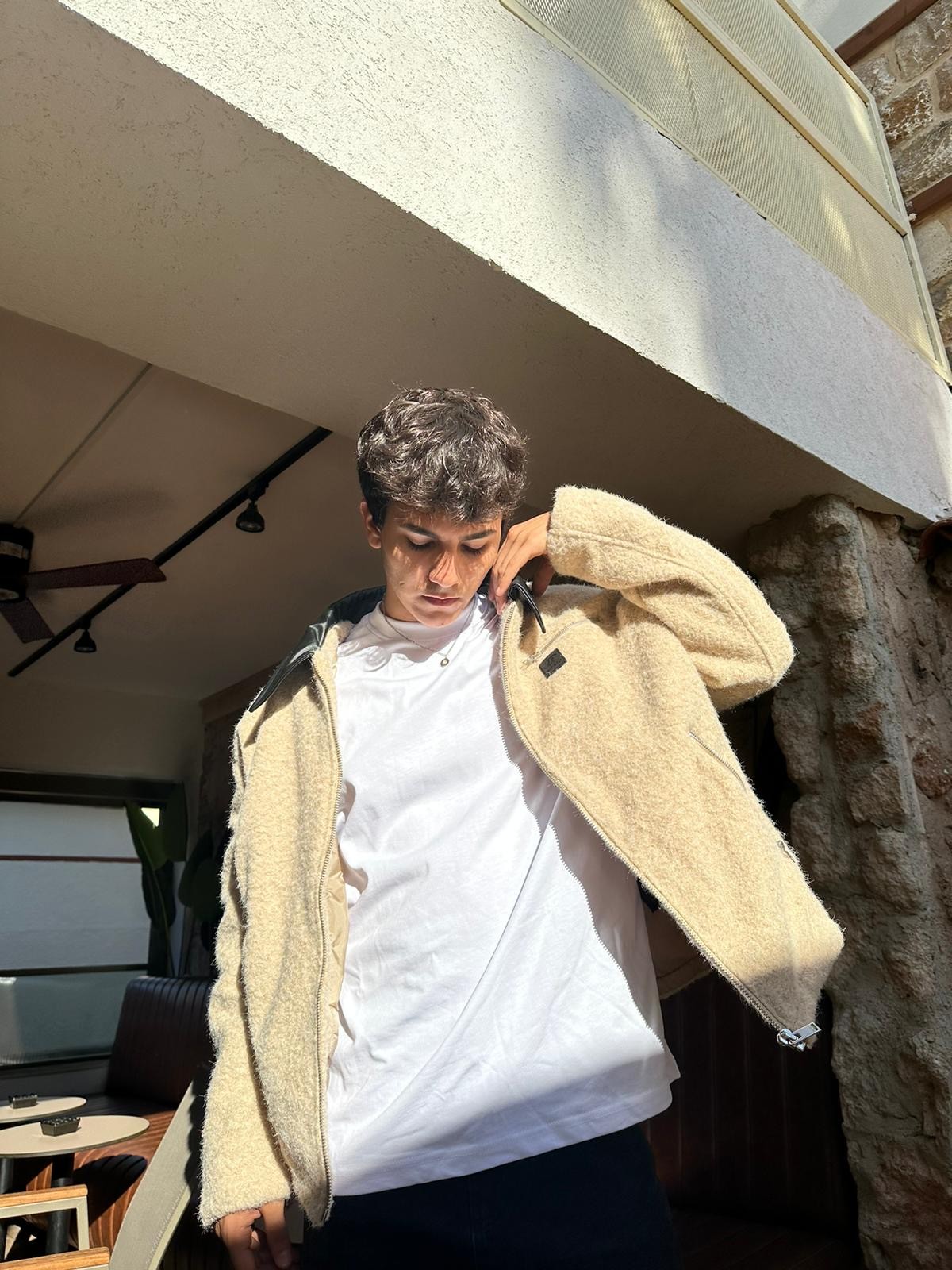 Kaşe Bomber Bej Ceket 