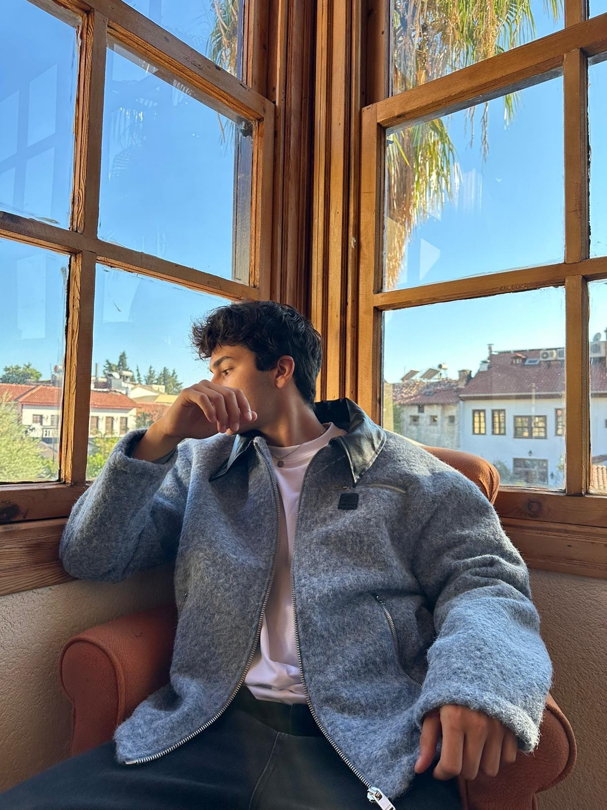 Kaşe Bomber Blue Ceket