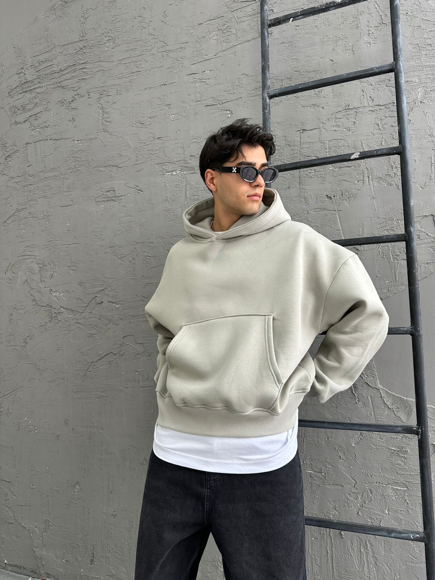 Tereyağı Oversize Basic Hoodie