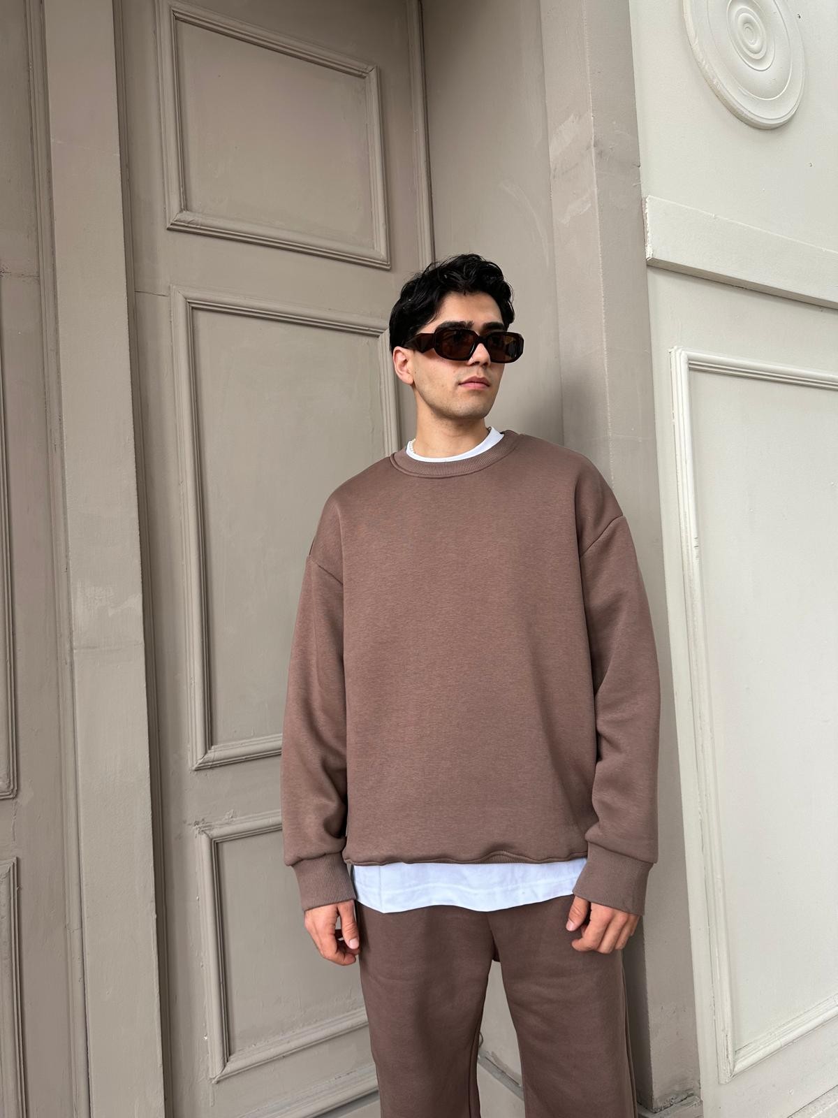 Kahve Oversize Basic Sweatshirt