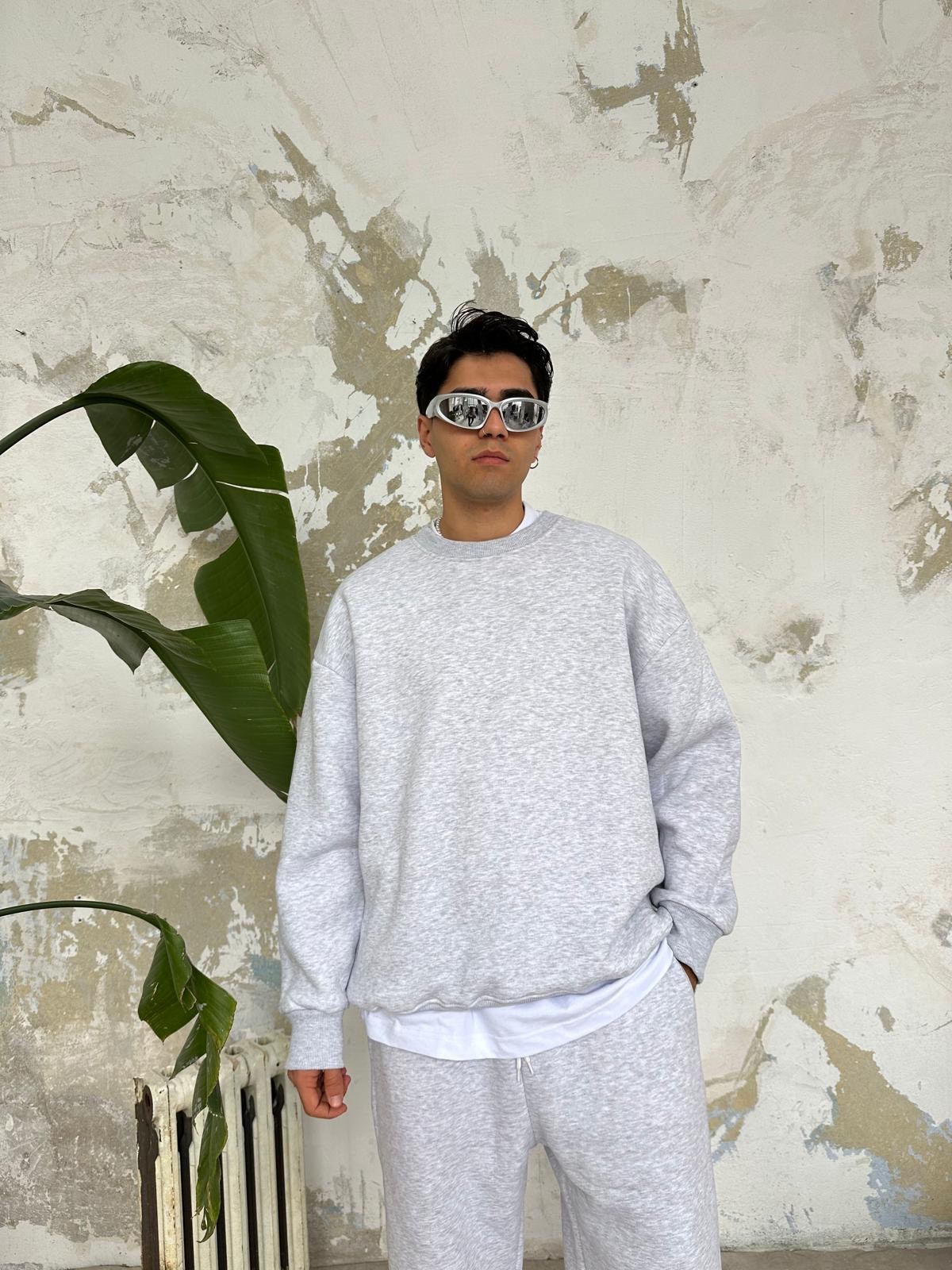 Gri Melanj Oversize Basic Sweatshirt