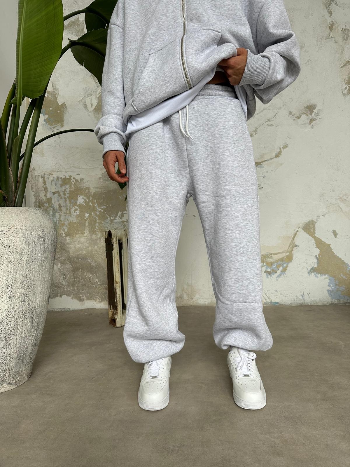 Gri Melanj Oversize Basic Eşofman