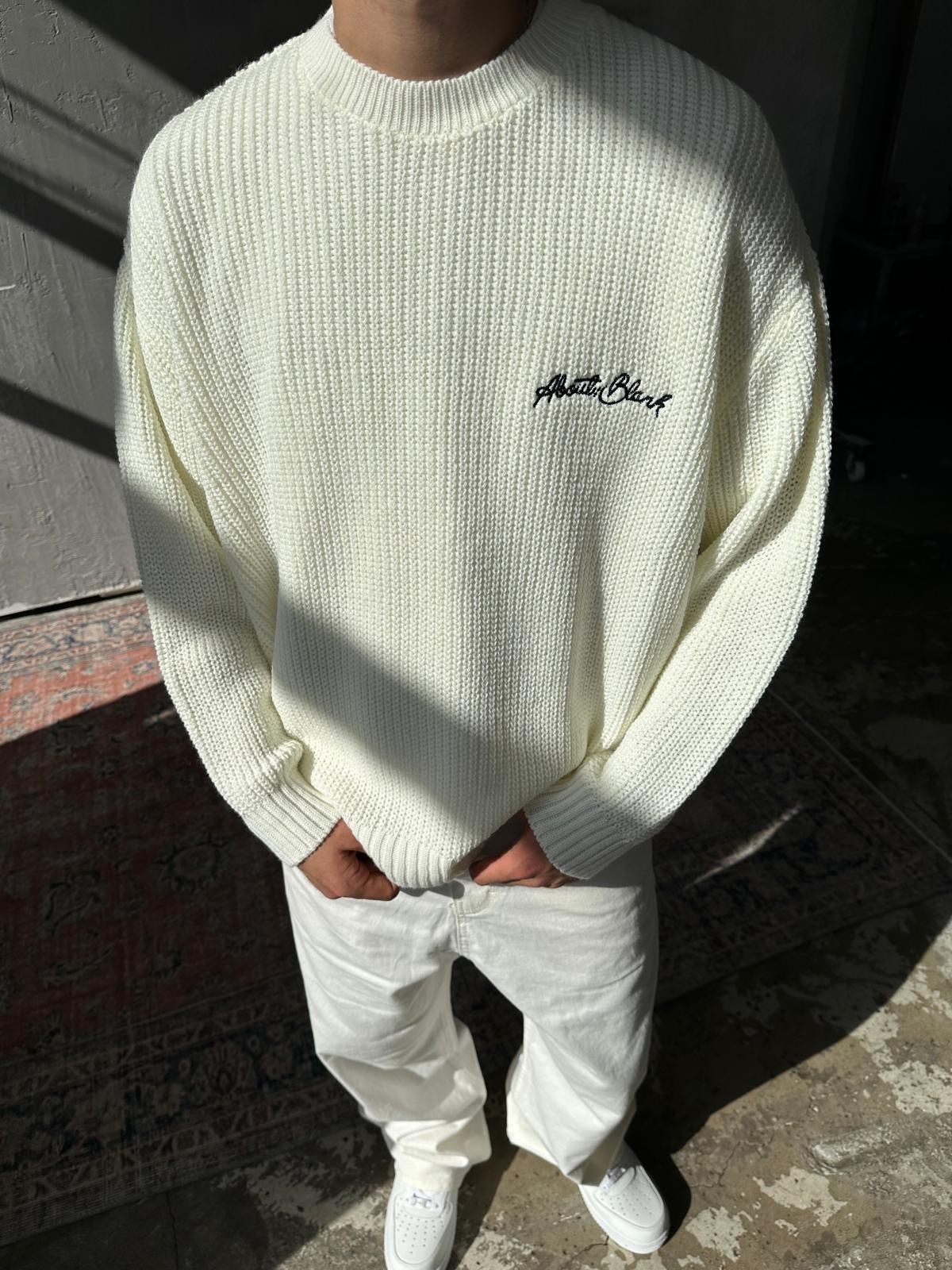 About Blank Nakışlı Bej Triko 