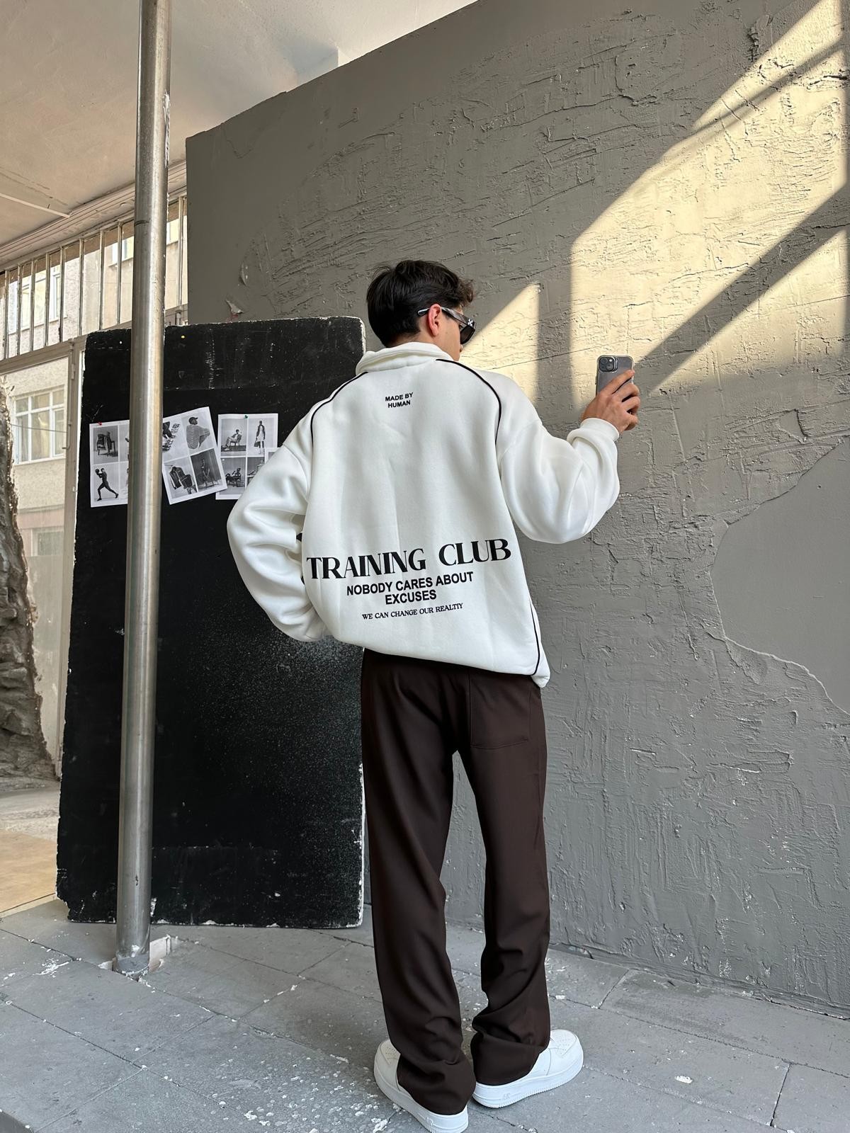 Training Club Back Print Polo Yaka Sweatshirt 