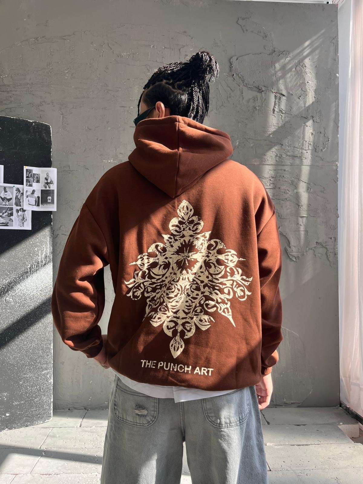 Punch Art Kahve Back Print Hoodie 