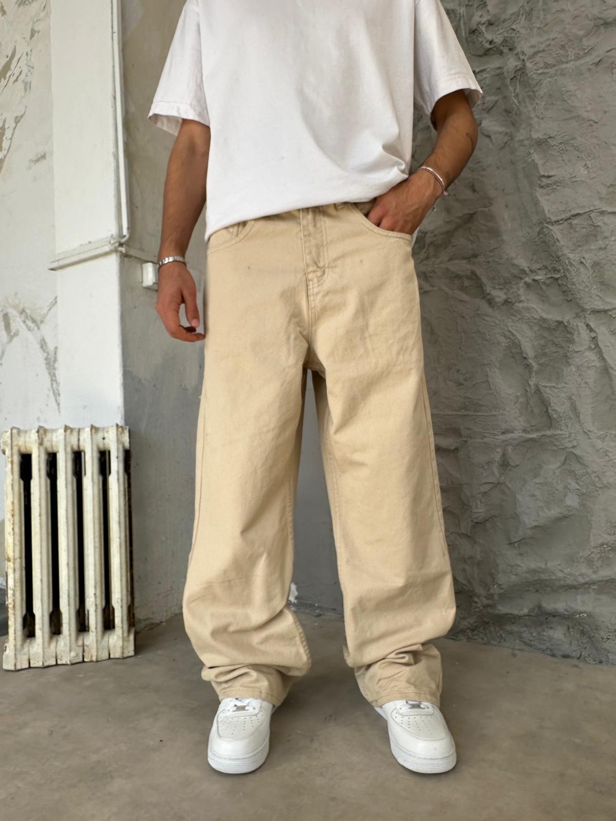 Bej Gabardin Baggy Pantolon 