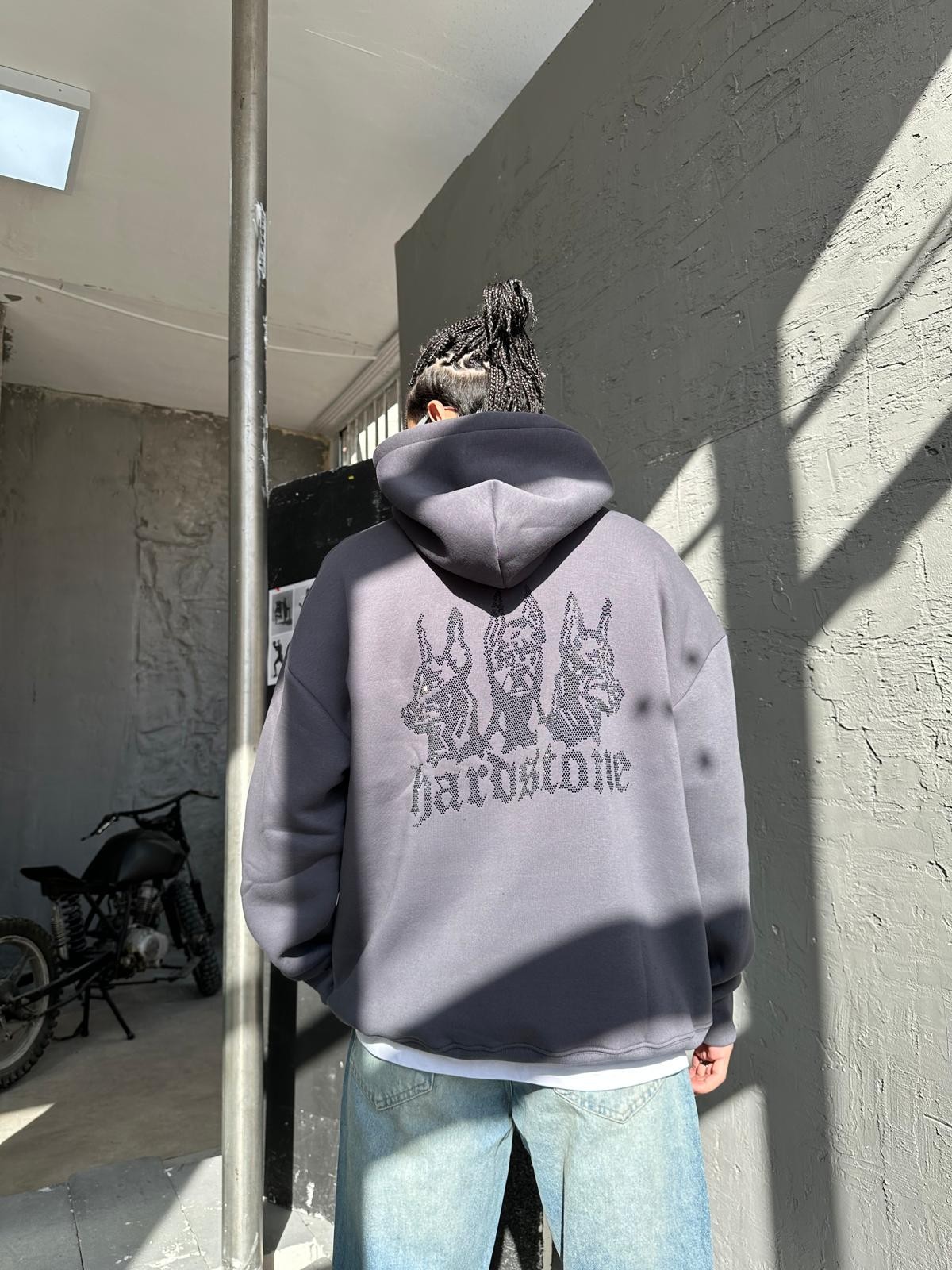 Hardstone Taş Detaylı Antrasit Hoodie 