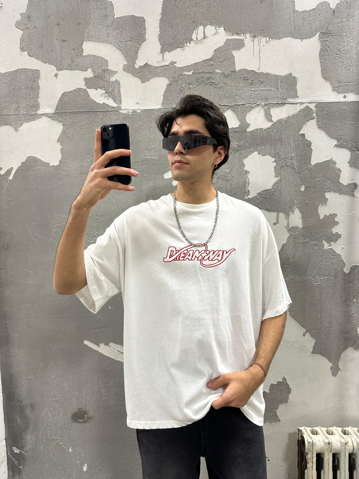 Dreamway Baskılı Beyaz Oversize Tshirt