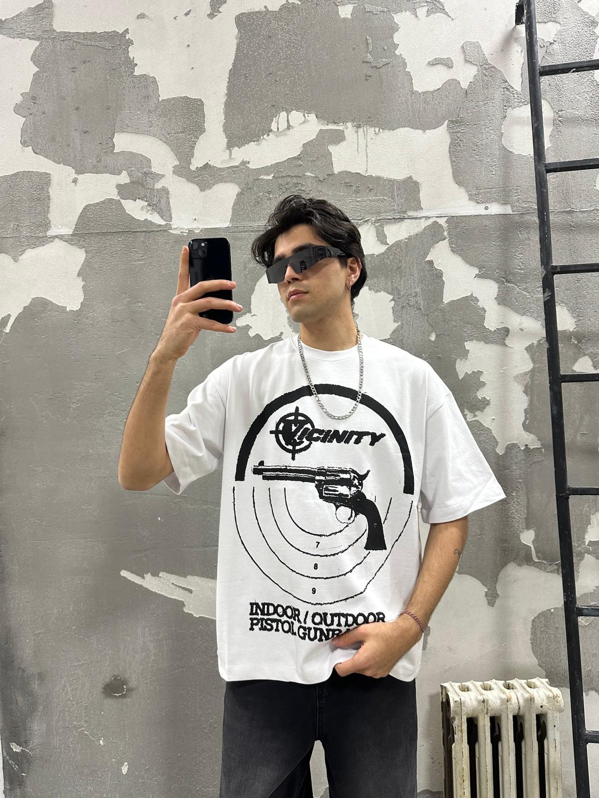Vicinty Shot Gun Detail Beyaz Tshirt