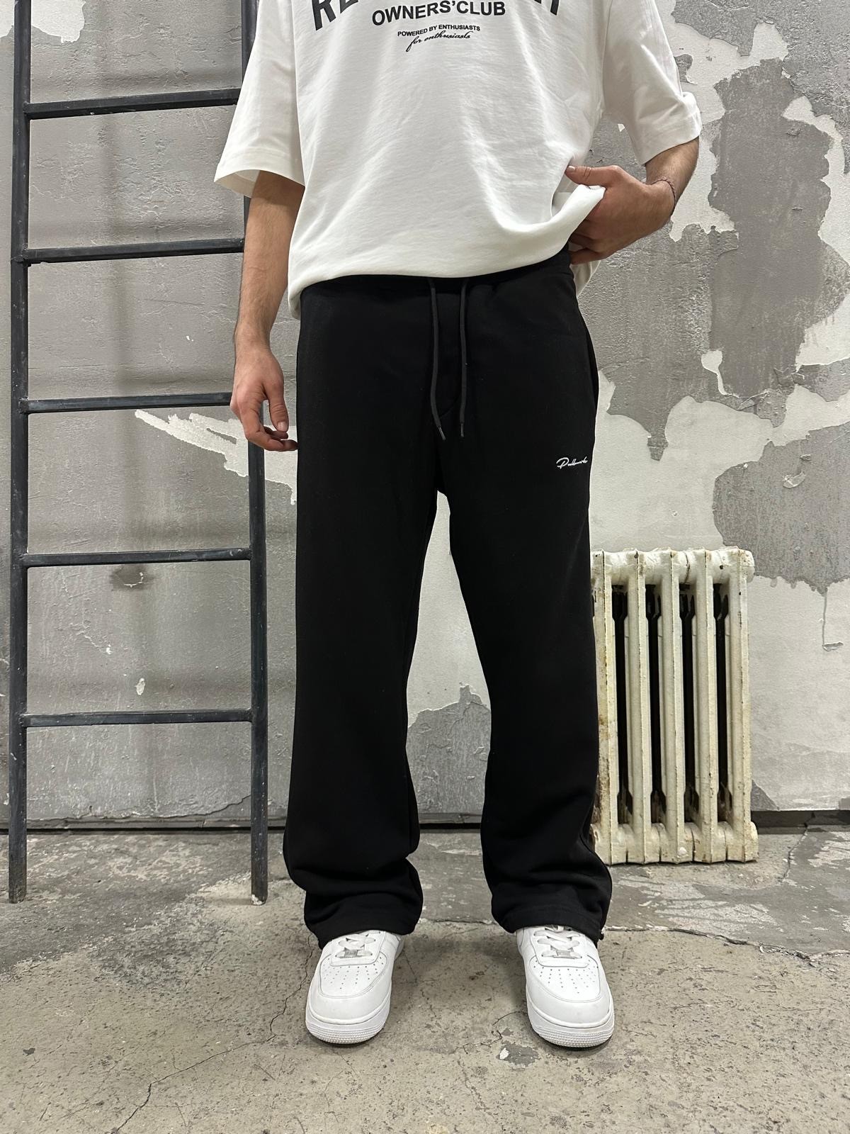 Pulmark Nakışlı Siyah Baggy Eşofman