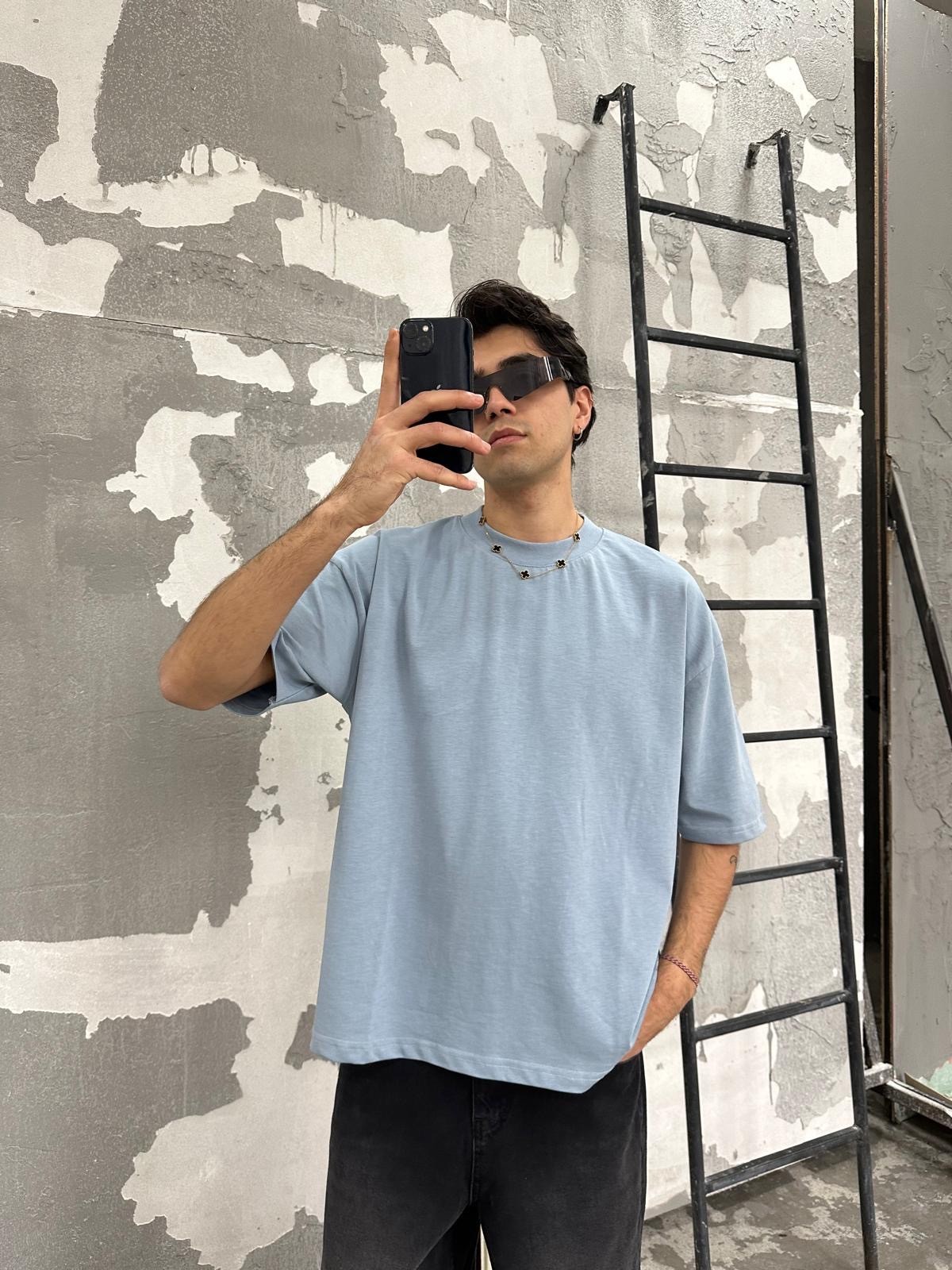 Bebe Mavisi Oversize Basic T-Shirt