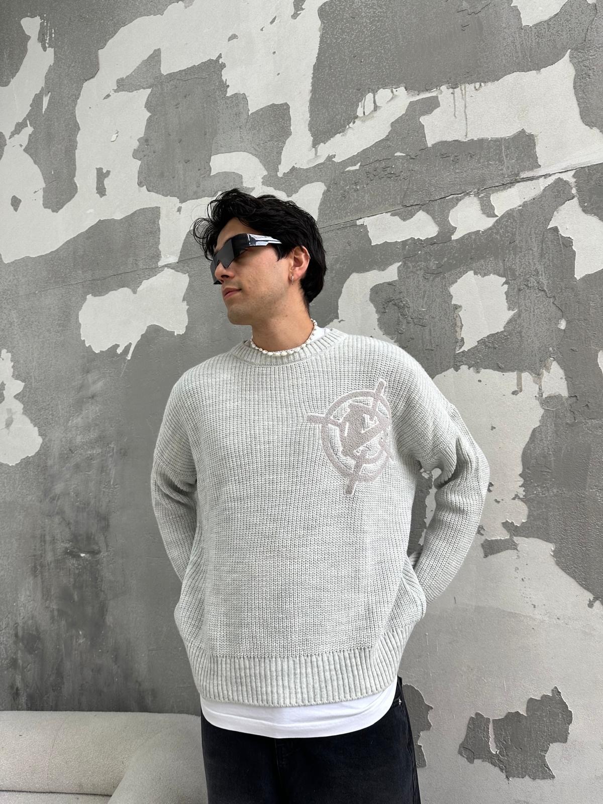 Shot Detail Açık Gri Triko