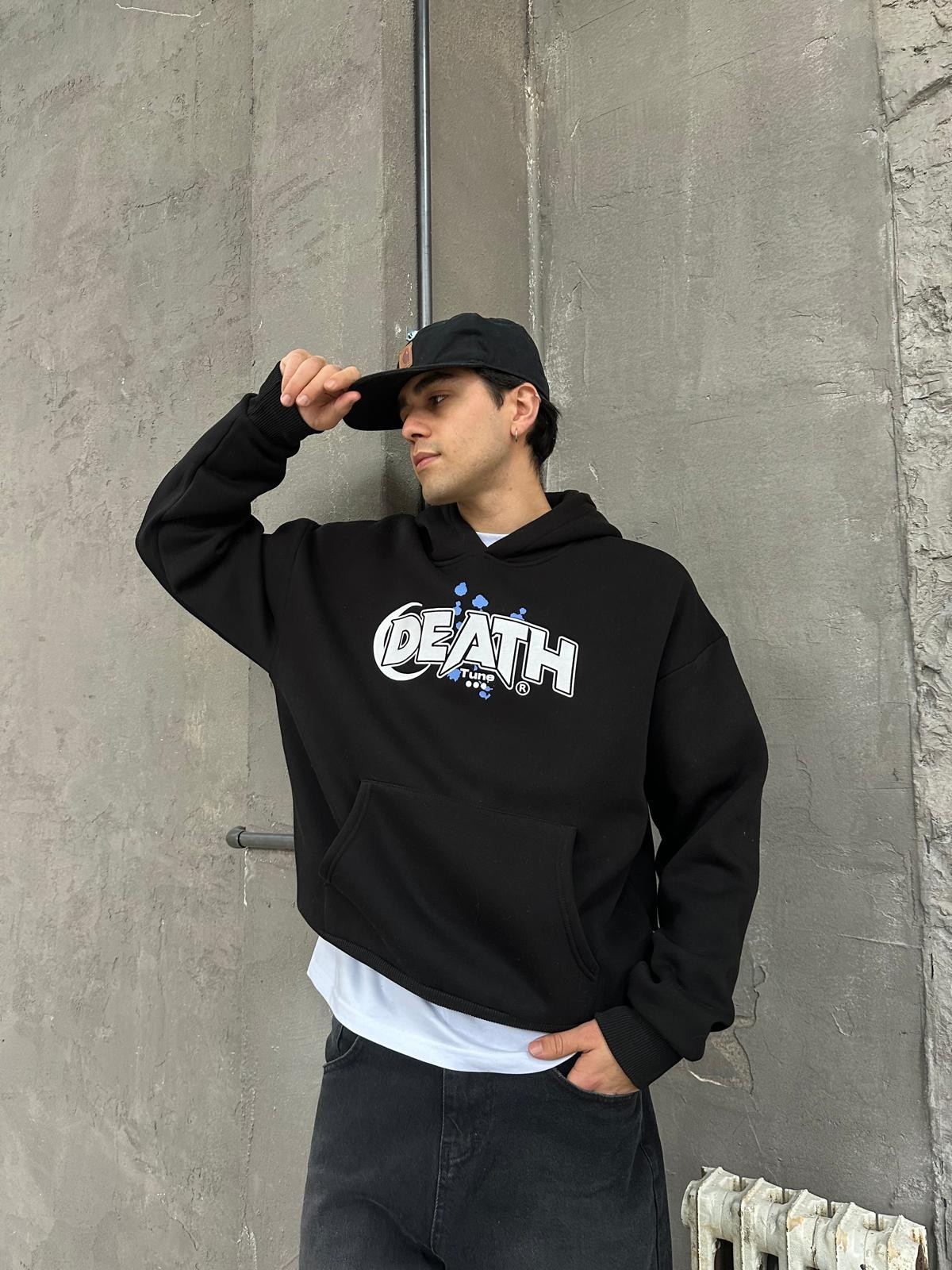 Death Siyah Oversize Hoodie